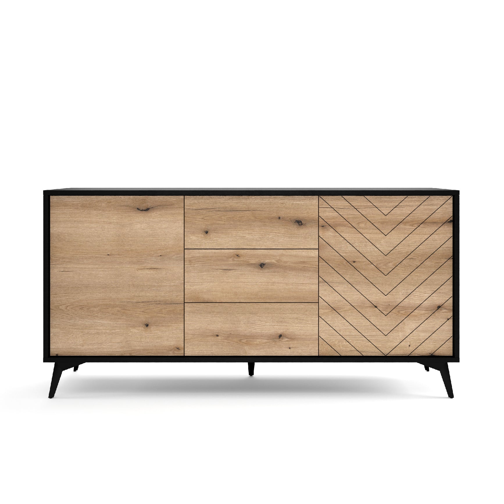 Madia 2 ante 3 cassetti in legno laminato con piedi in metallo Evoke 154x77 cm