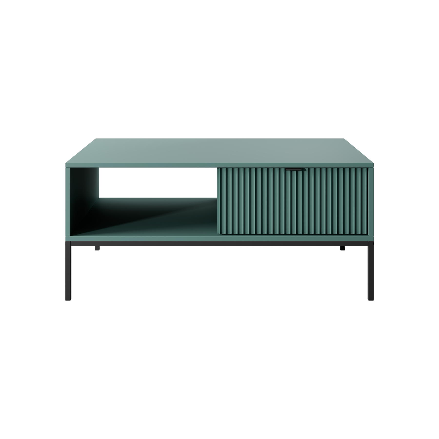 Tavolino con piedi in metallo 1 cassetto ed 1 vano in legno laminato Miseno 104x68 cm