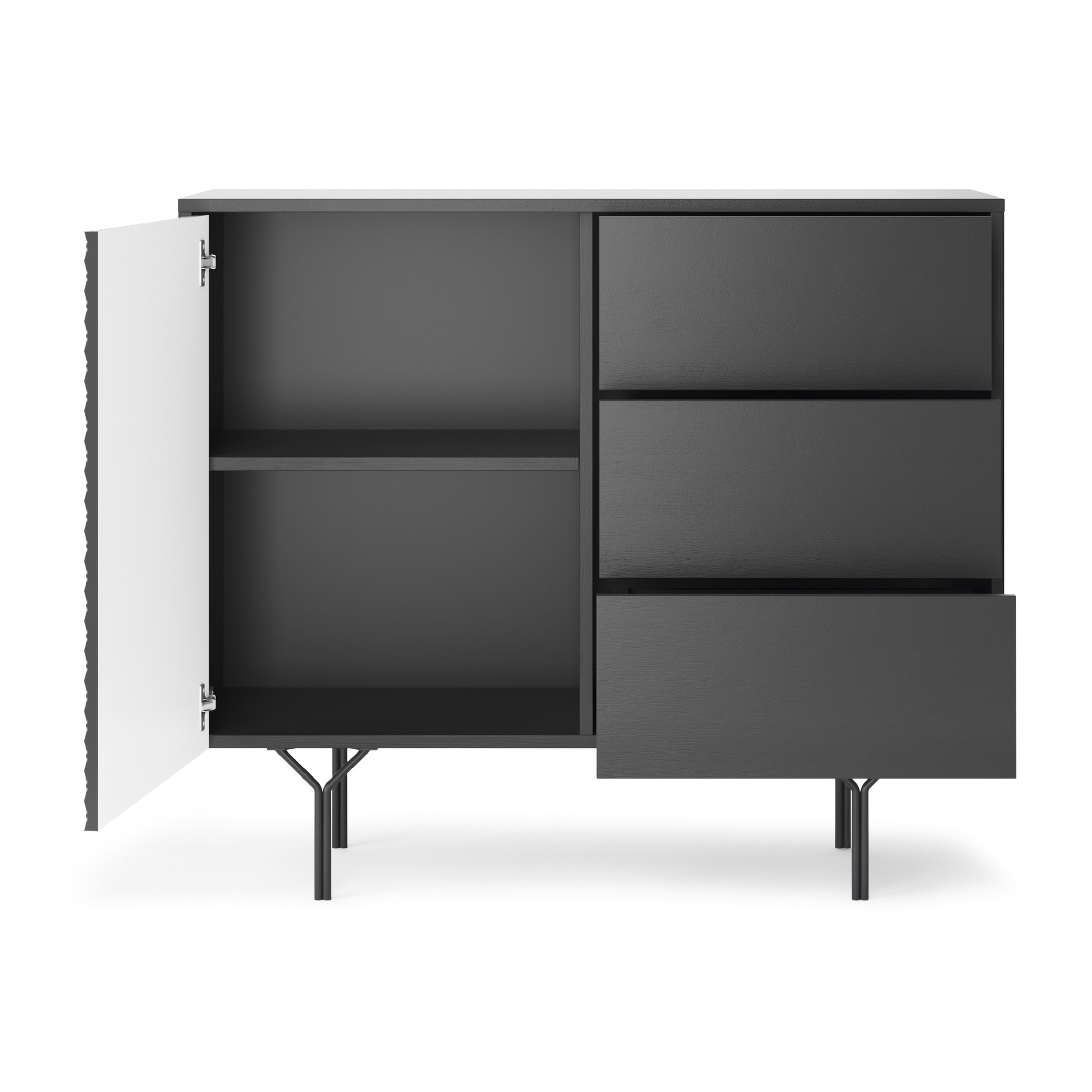 Credenza 3 cassetti 1 anta in legno laminato Nerea 97x83 cm