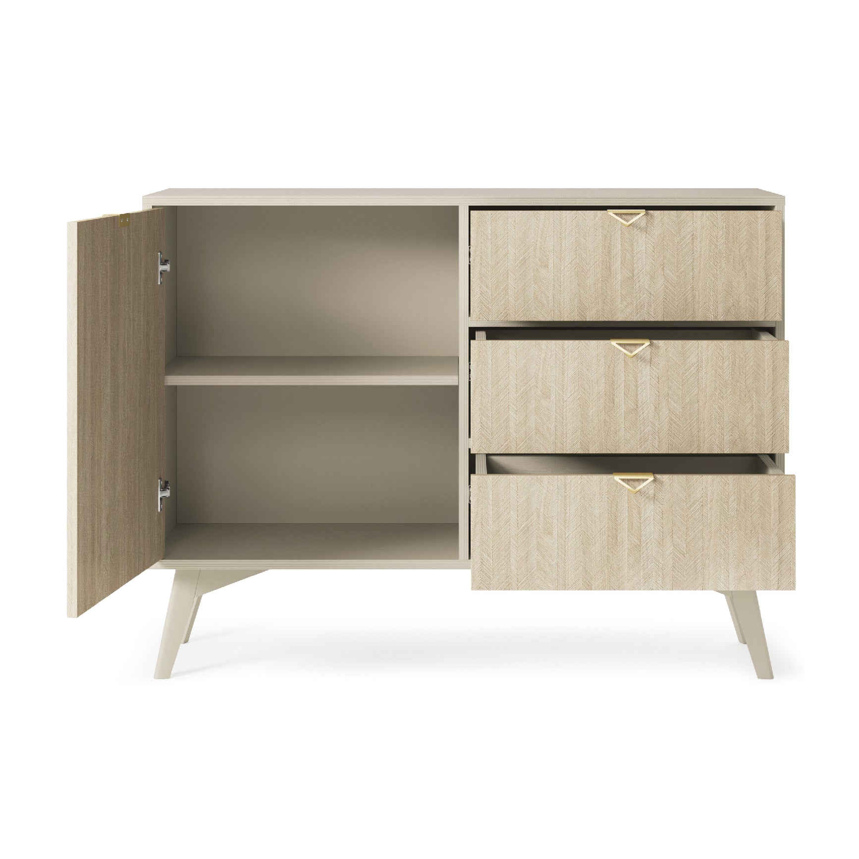Madia 1 anta e 3 cassetti in legno laminato Vanity 106x80 cm