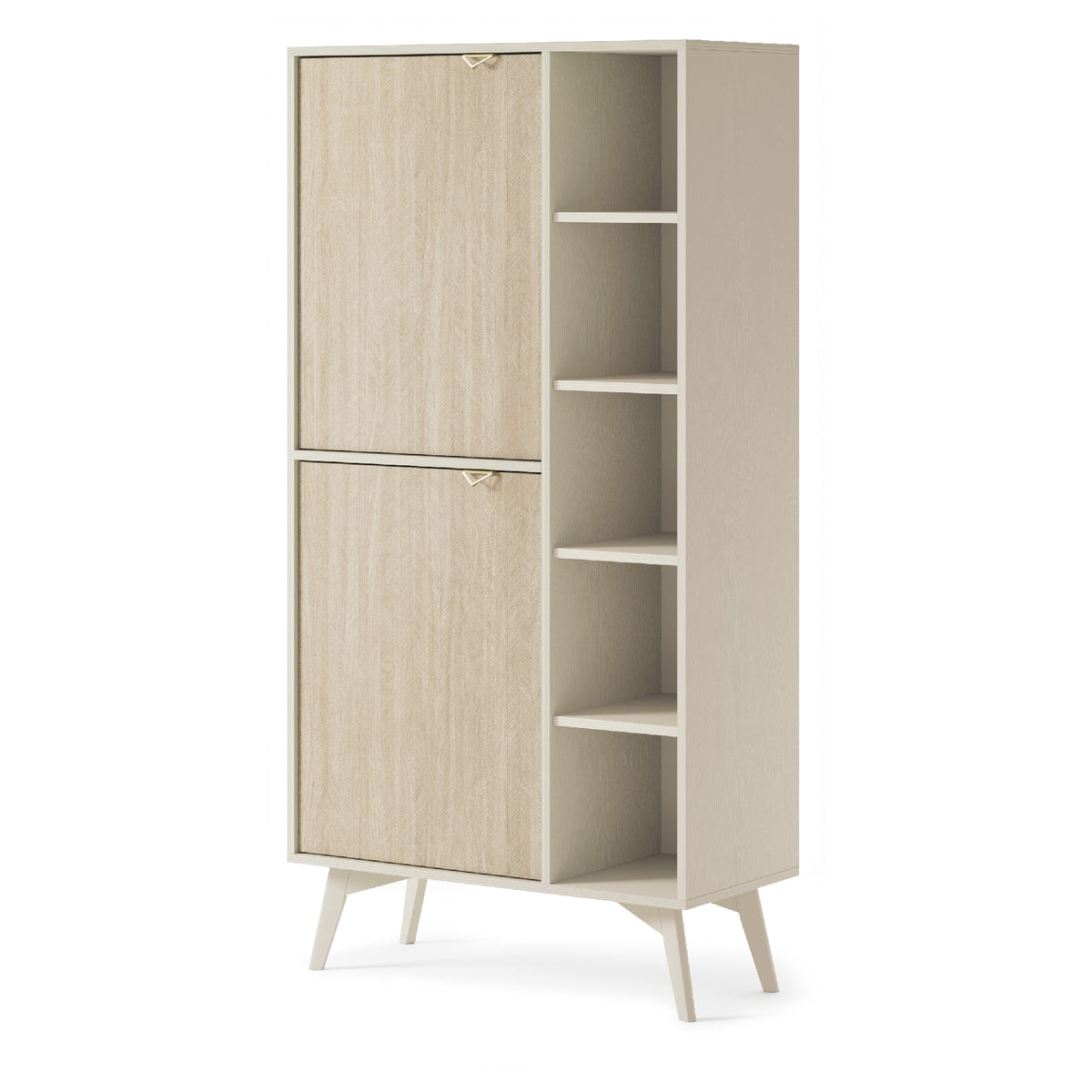 Credenza 2 ante 5 ripiani a giorno in legno laminato Vanity 80x160 cm