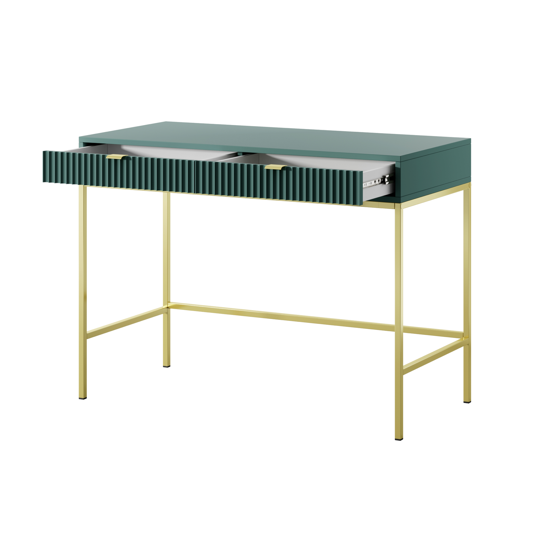 Consolle con piedi in metallo 2 cassetti in legno laminato Miseno 104x78 cm