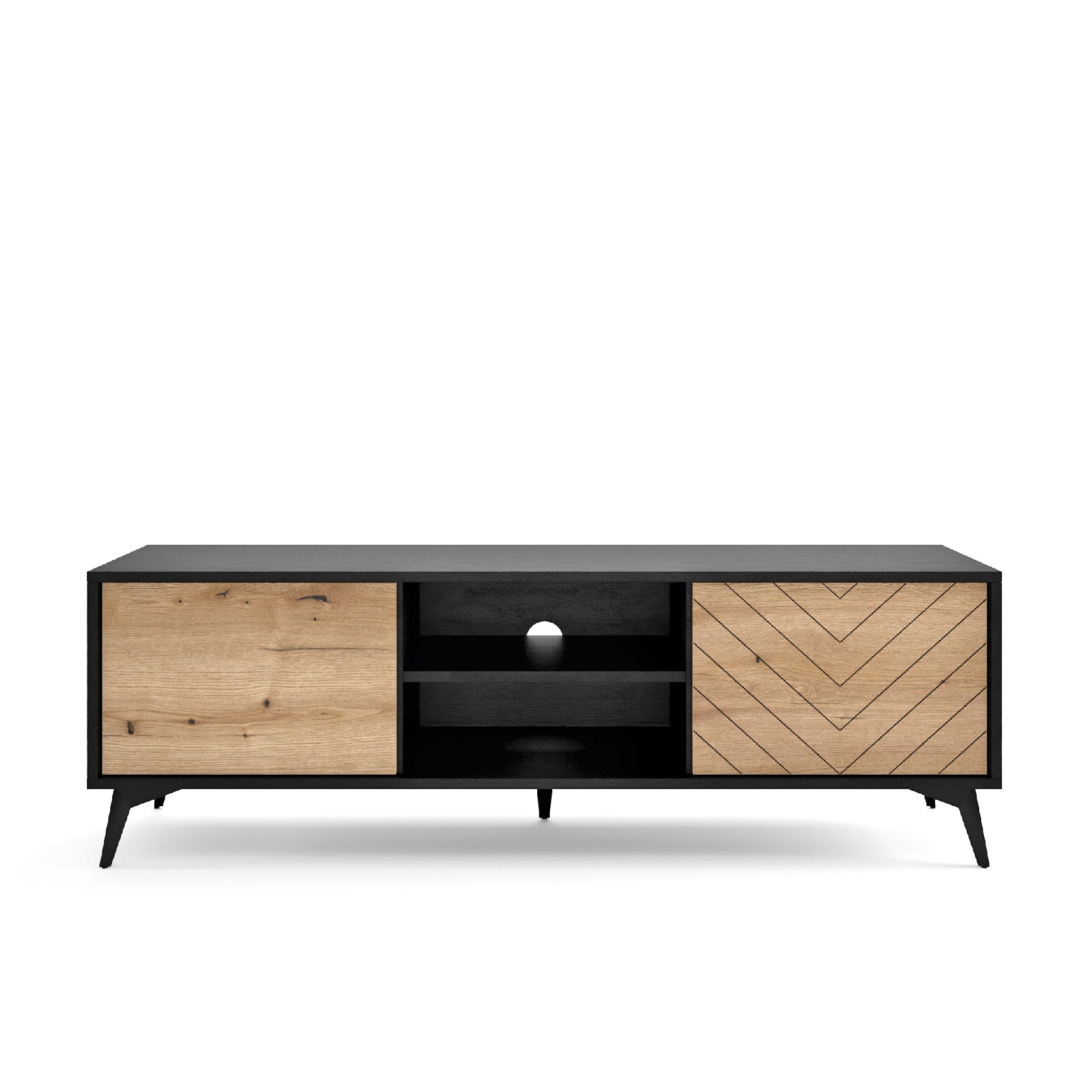 Mobile TV 2 ante 2 ripiani in legno laminato con piedi in metallo Evoke 154x50 cm