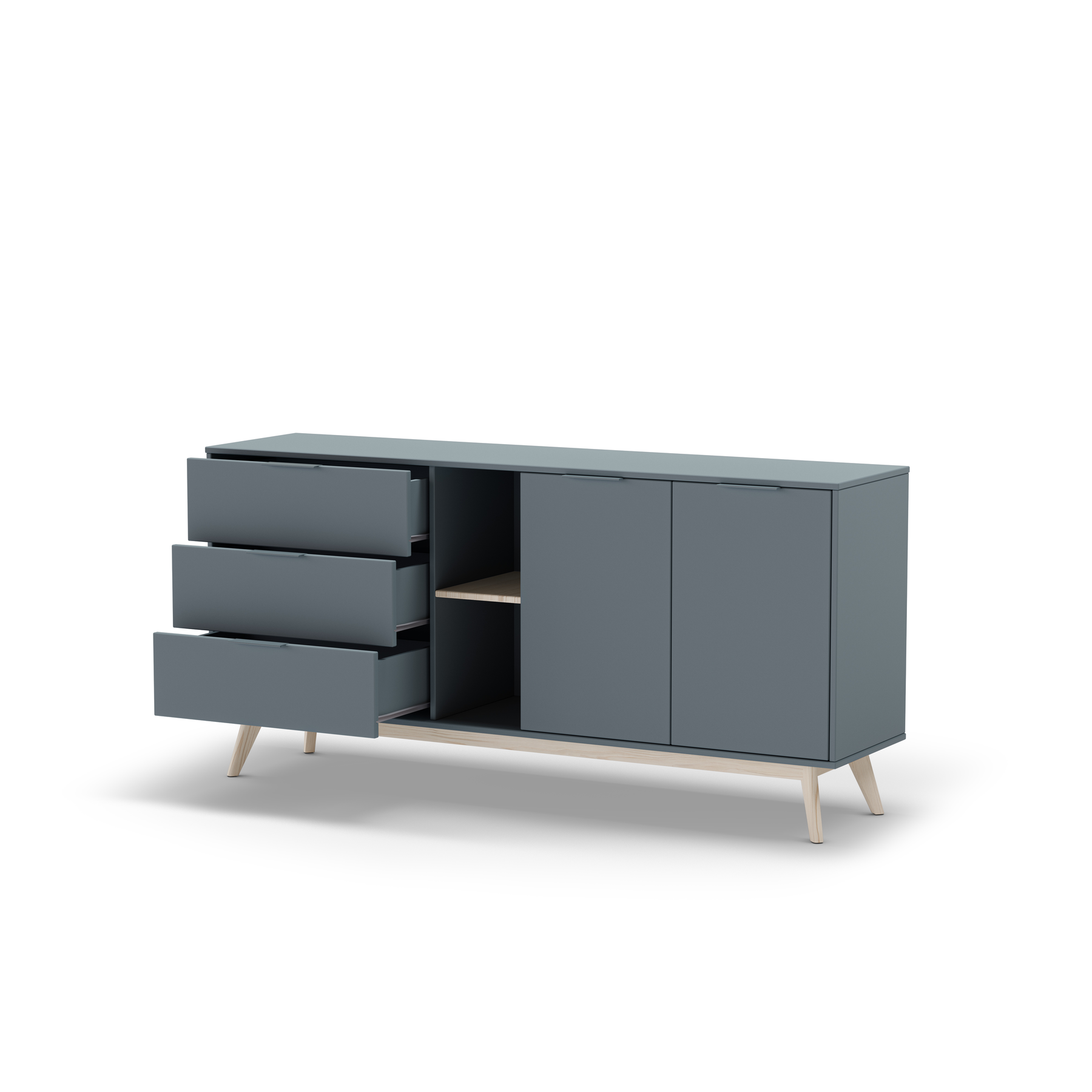 Credenza 2 ante 2 nicchie 3 cassetti Nordica 165x81 cm