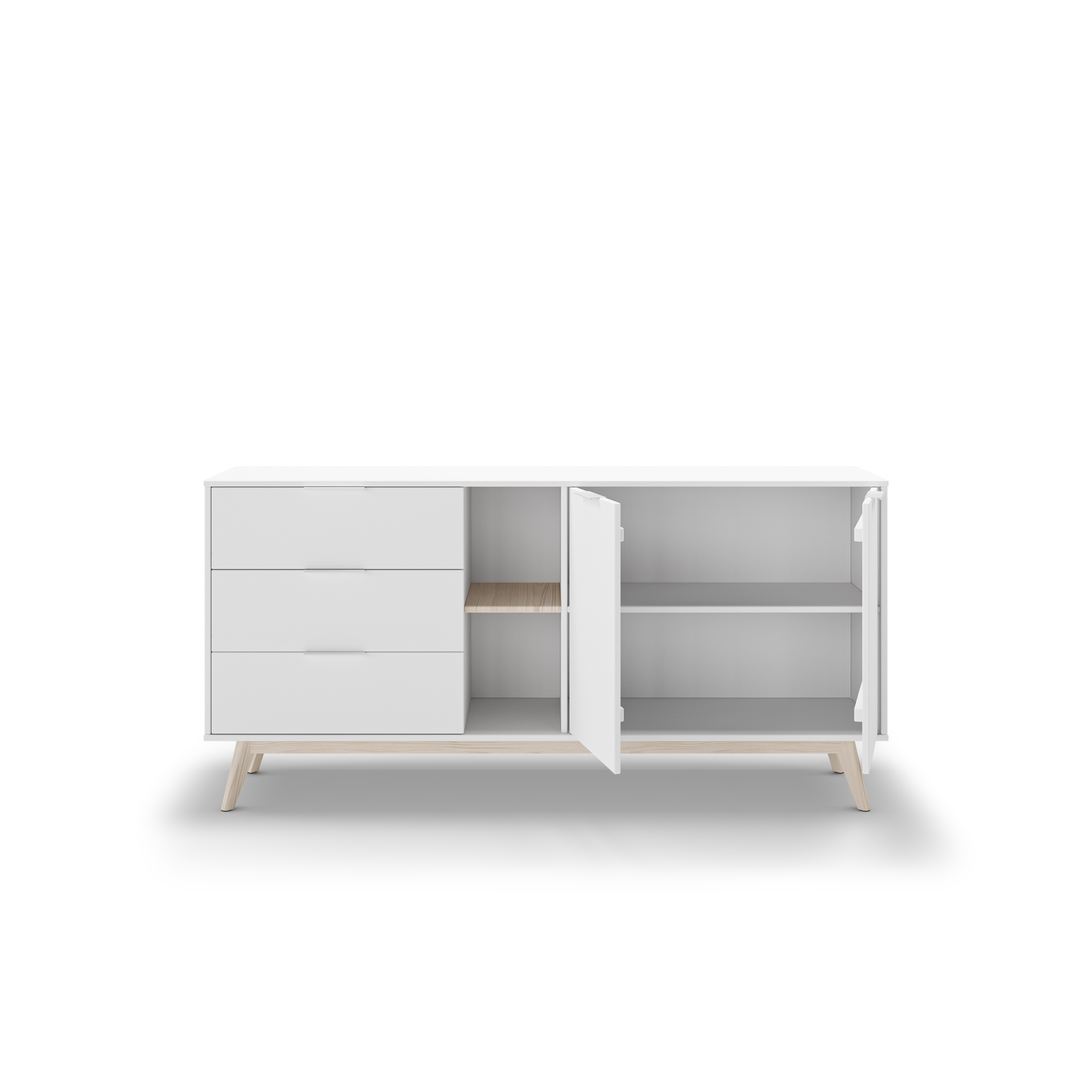 Credenza 2 ante 2 nicchie 3 cassetti Nordica 165x81 cm