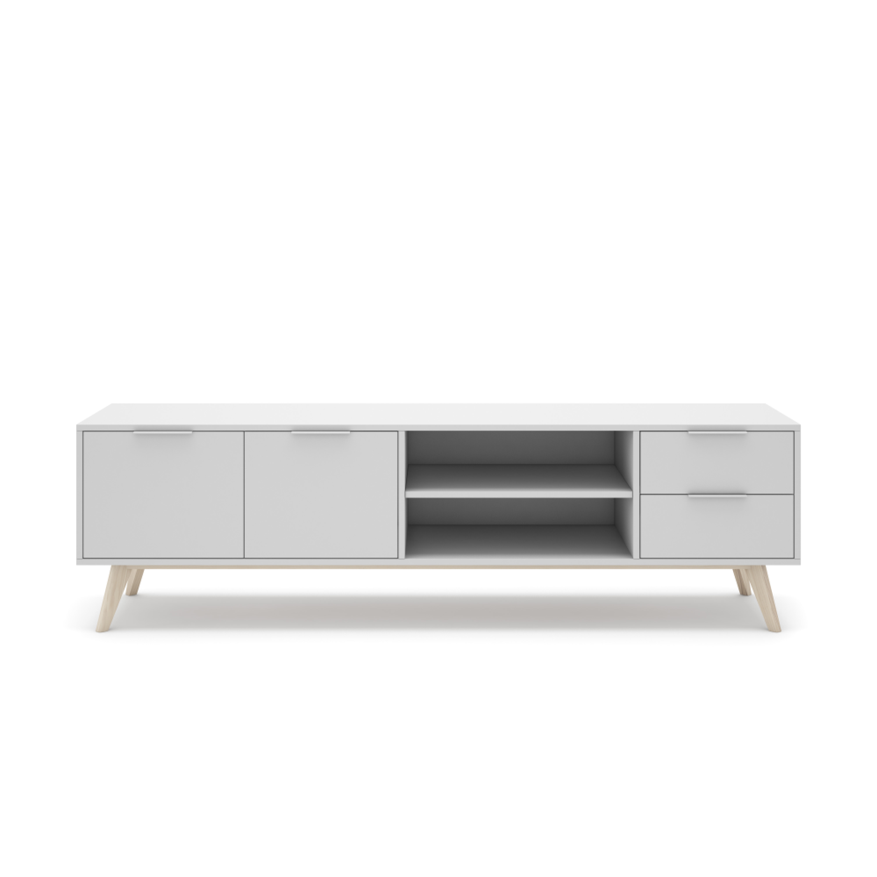 Mobile TV 2 ante e 2 cassetti con ripiani aperti Nordica 180x53 cm