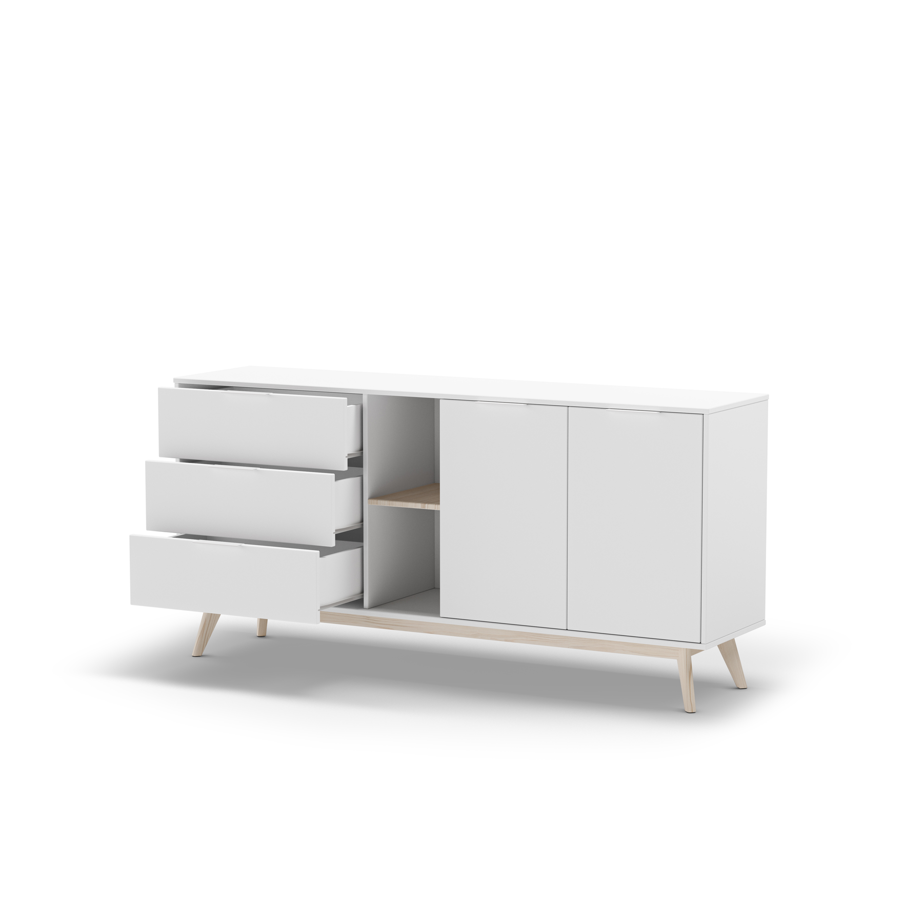Credenza 2 ante 2 nicchie 3 cassetti Nordica 165x81 cm