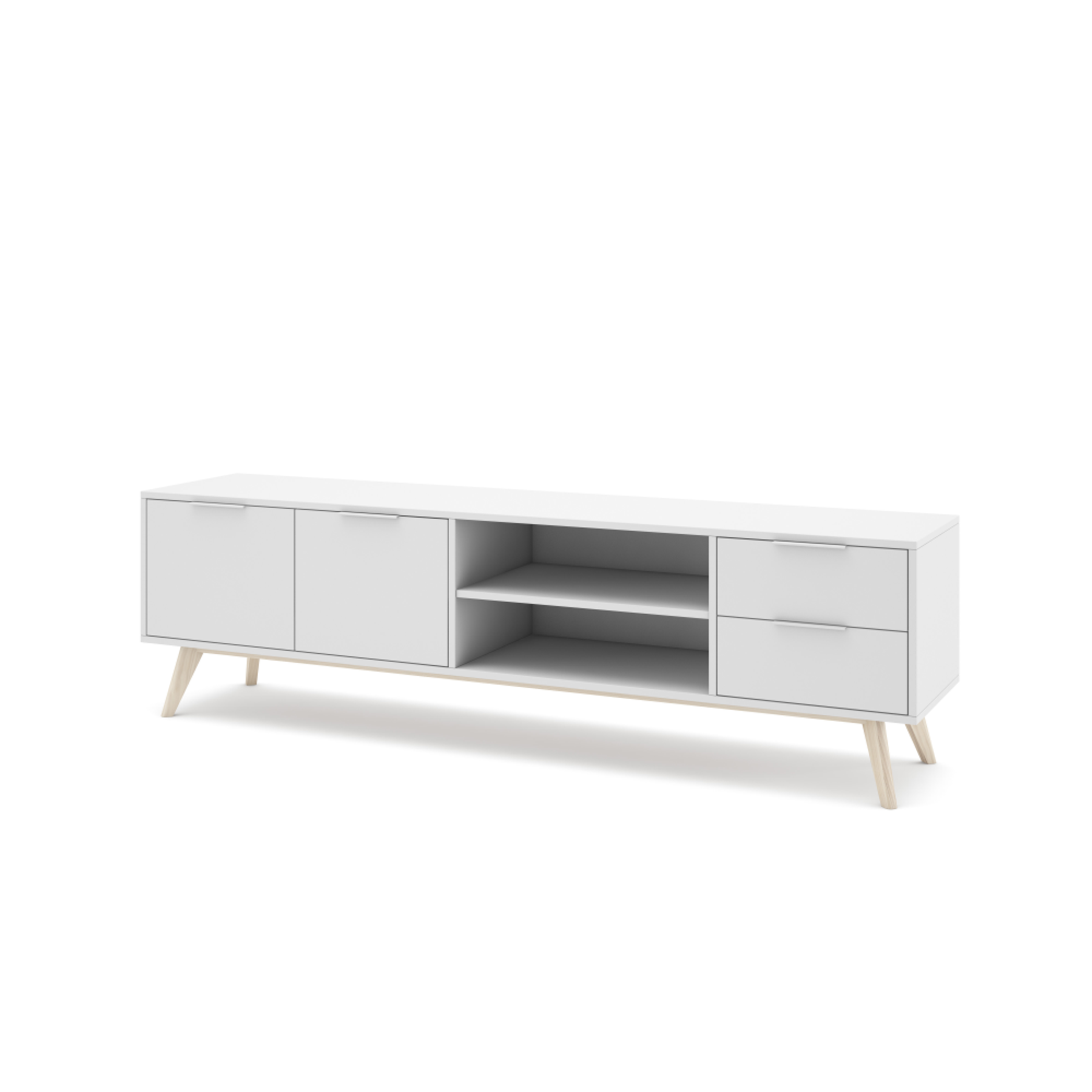 Mobile TV 2 ante e 2 cassetti con ripiani aperti Nordica 180x53 cm