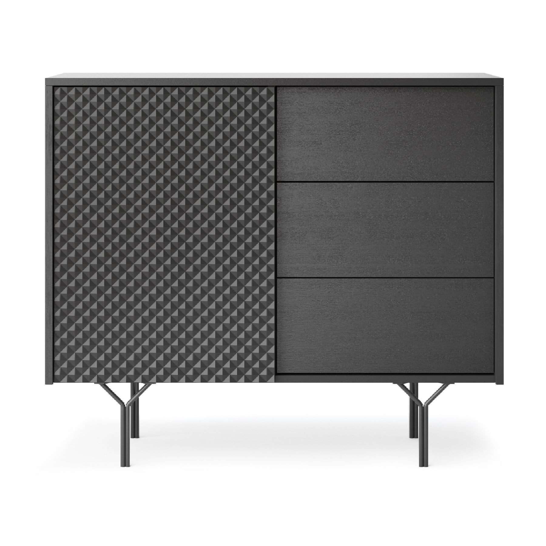 Credenza 3 cassetti 1 anta in legno laminato Nerea 97x83 cm