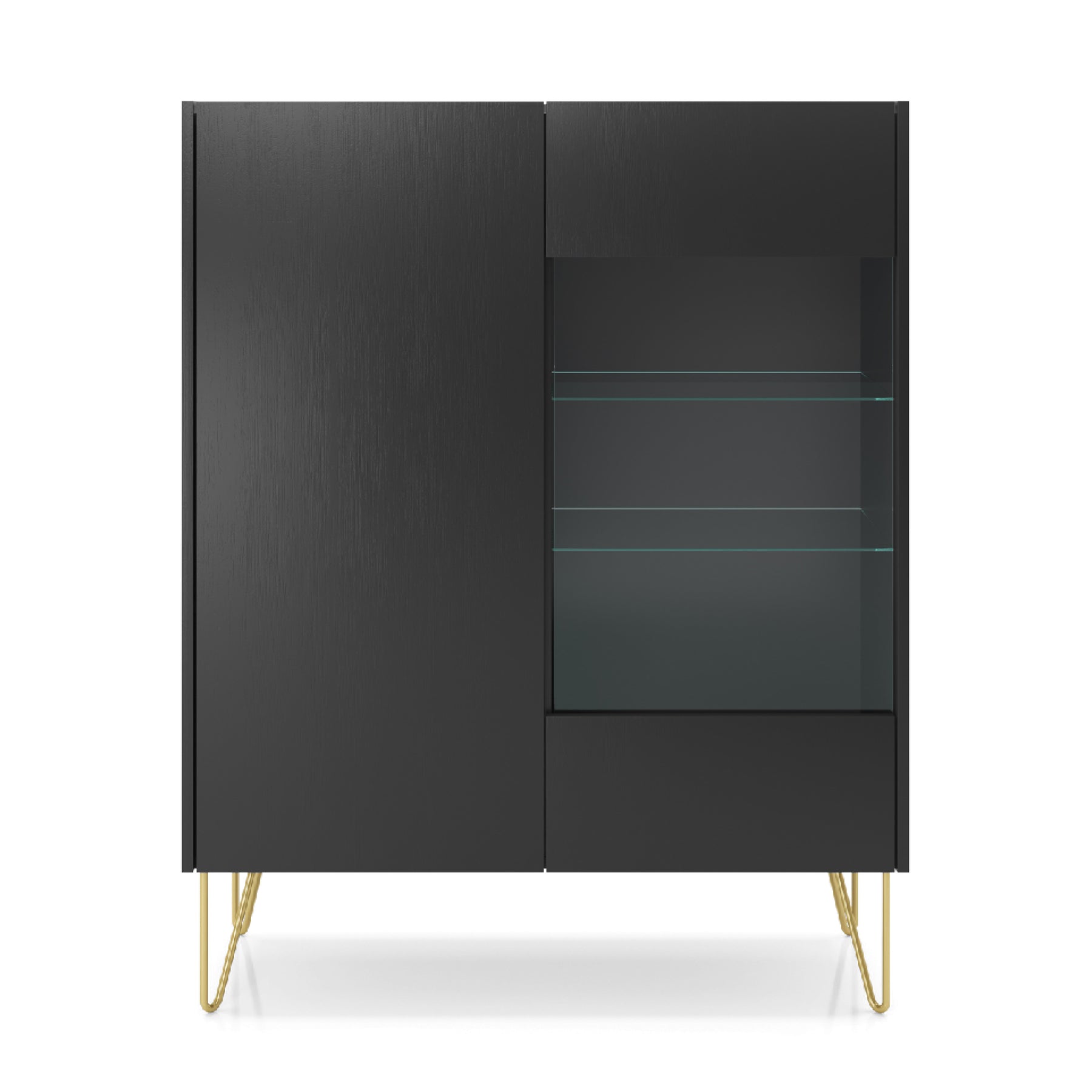 Vetrina 2 ante in legno laminato nero con vetro temperato Margo 97x122 cm