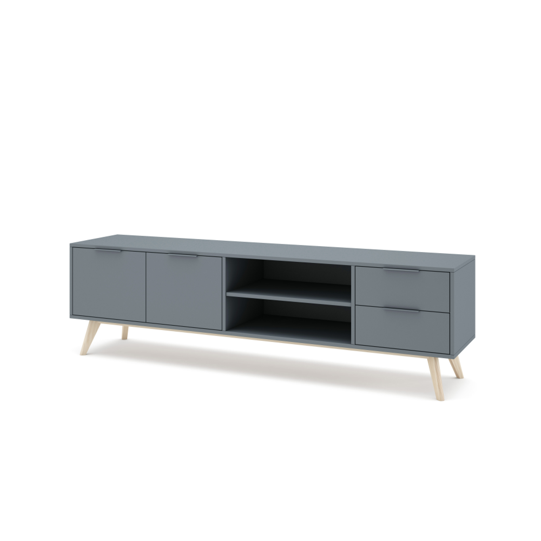 Mobile TV 2 ante e 2 cassetti con ripiani aperti Nordica 180x53 cm