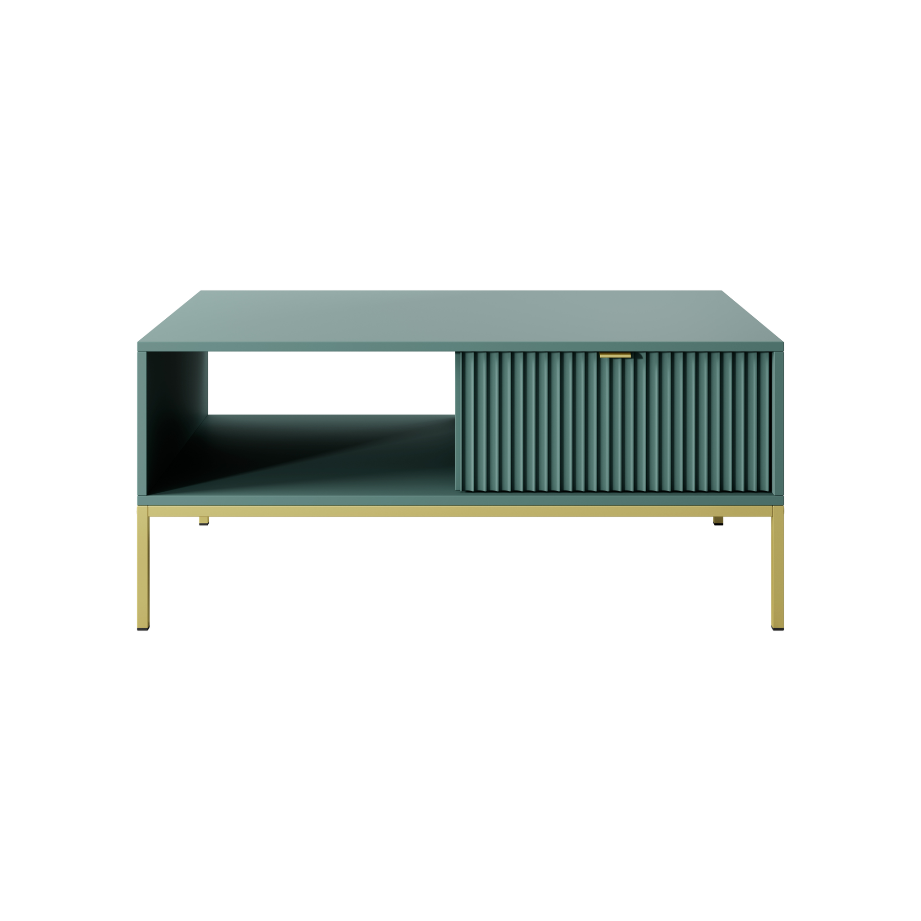 Tavolino con piedi in metallo 1 cassetto ed 1 vano in legno laminato Miseno 104x68 cm