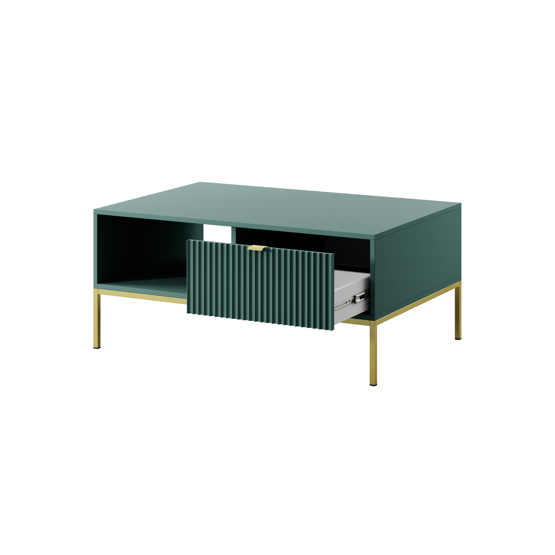 Tavolino con piedi in metallo 1 cassetto ed 1 vano in legno laminato Miseno 104x68 cm