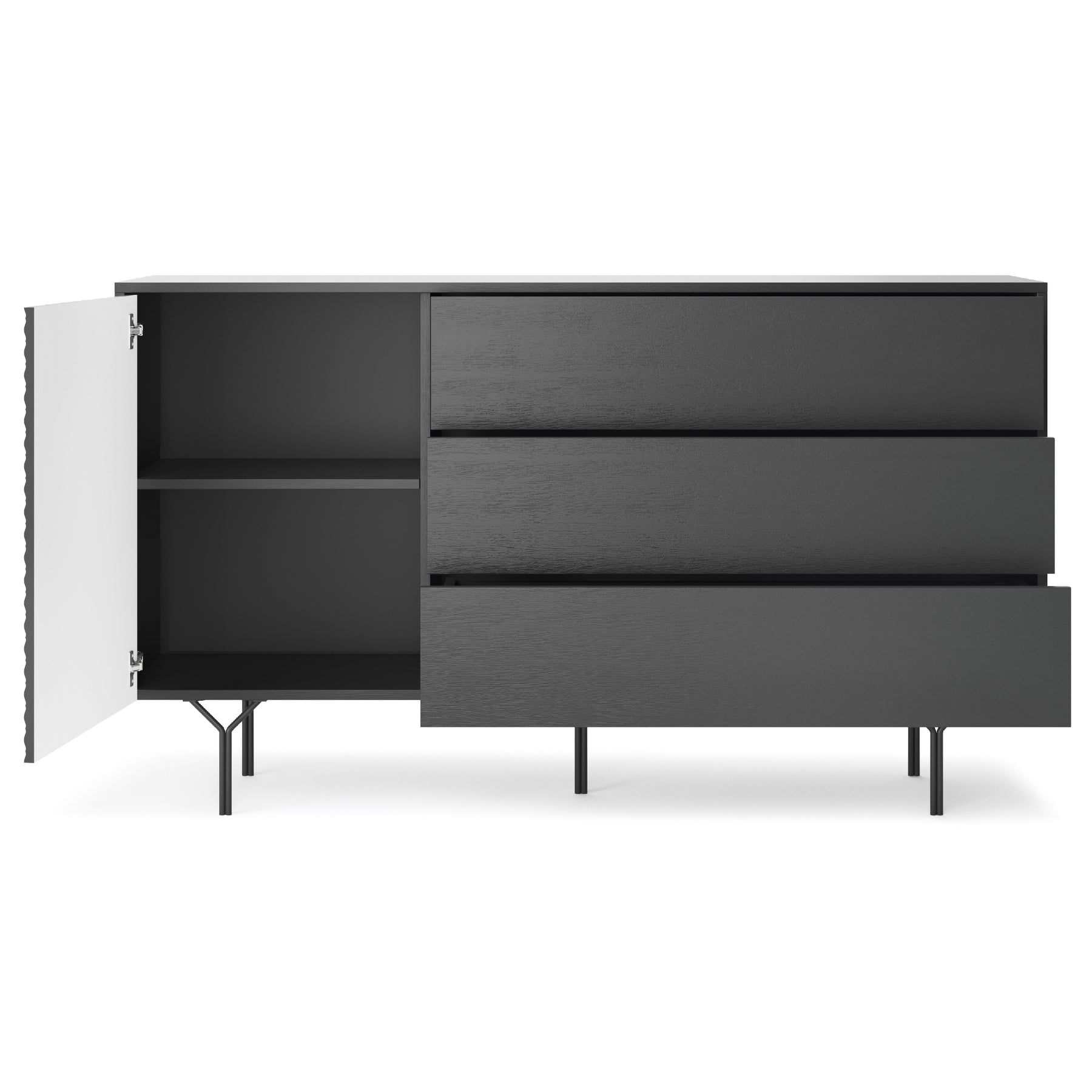 Madia 1 anta 3 cassetti in legno laminato Nerea 180x51 cm
