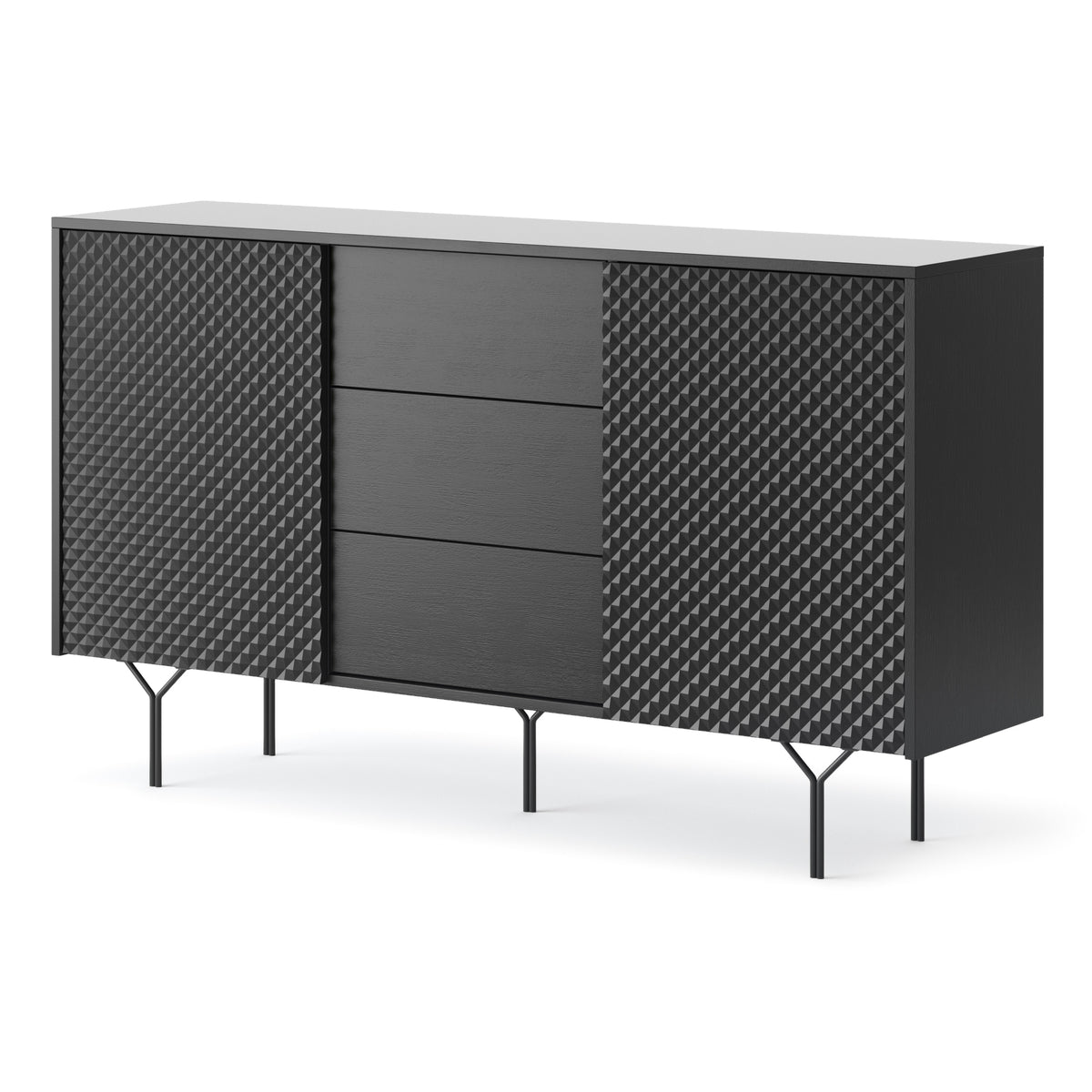 Credenza 2 ante 3 cassetti in legno laminato Nerea 144x83 cm