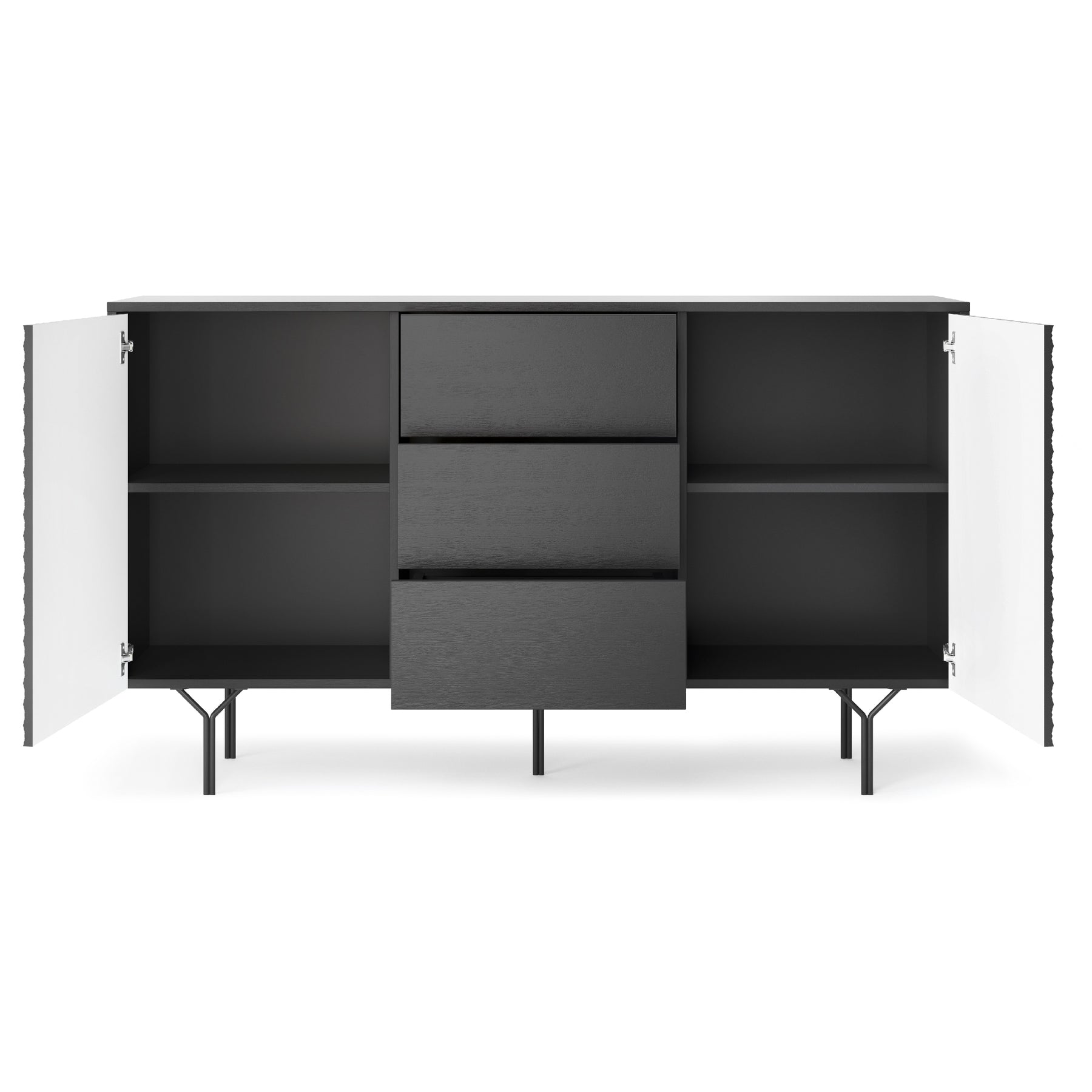 Credenza 2 ante 3 cassetti in legno laminato Nerea 144x83 cm
