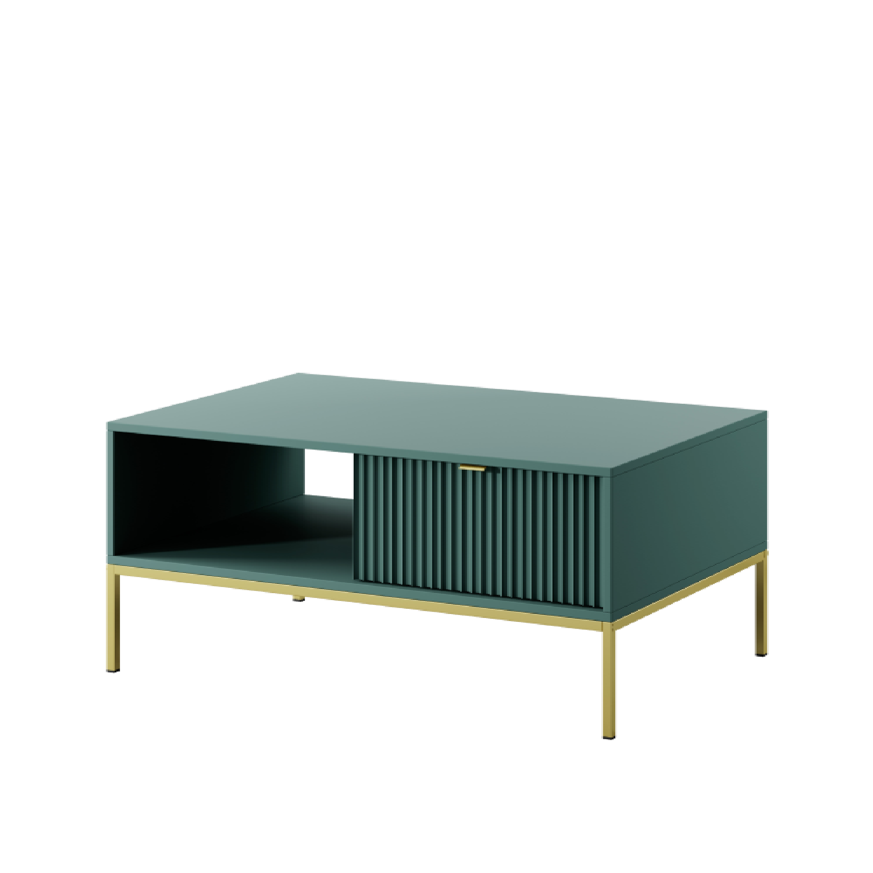Tavolino con piedi in metallo 1 cassetto ed 1 vano in legno laminato Miseno 104x68 cm