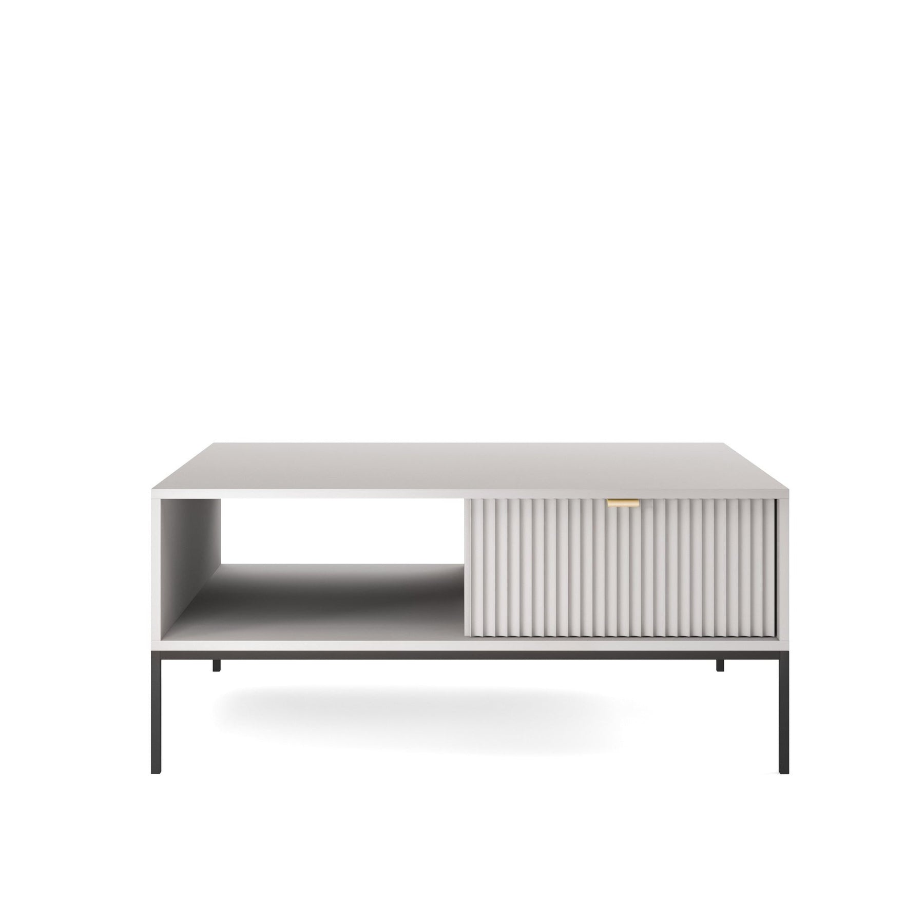 Tavolino con piedi in metallo 1 cassetto ed 1 vano in legno laminato Miseno 104x68 cm