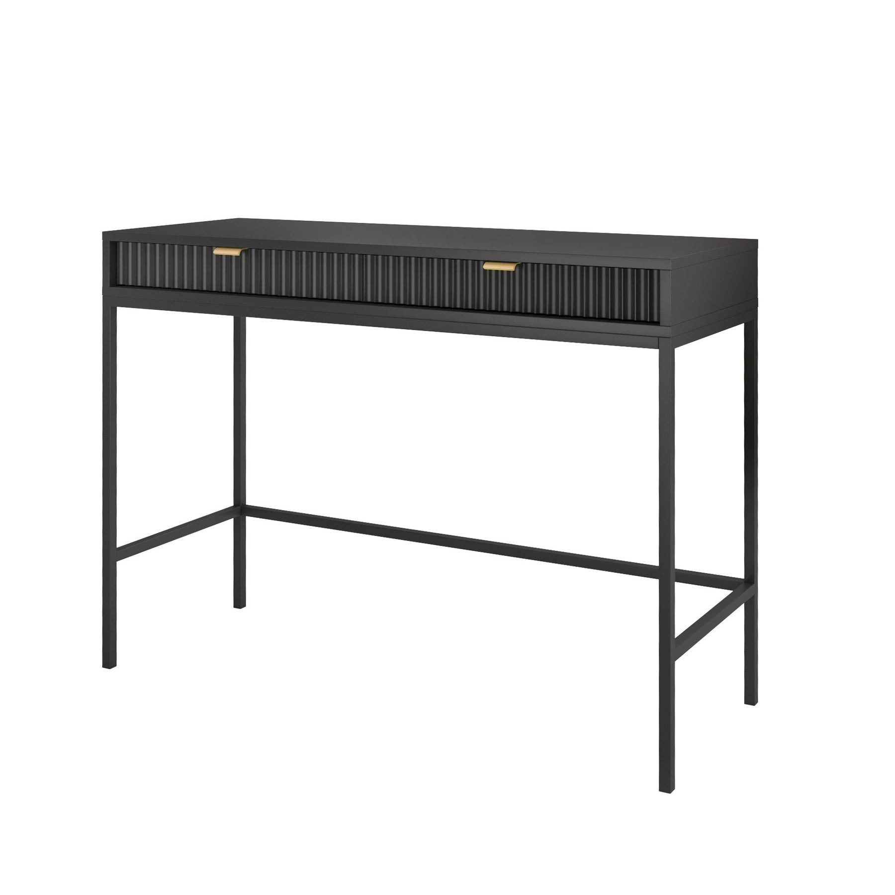 Consolle con piedi in metallo 2 cassetti in legno laminato Miseno 104x78 cm