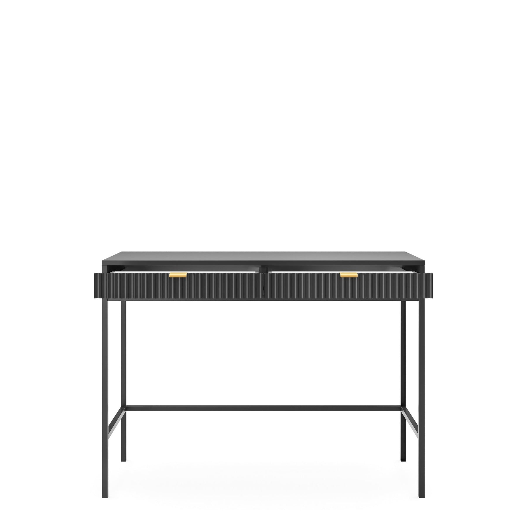 Consolle con piedi in metallo 2 cassetti in legno laminato Miseno 104x78 cm