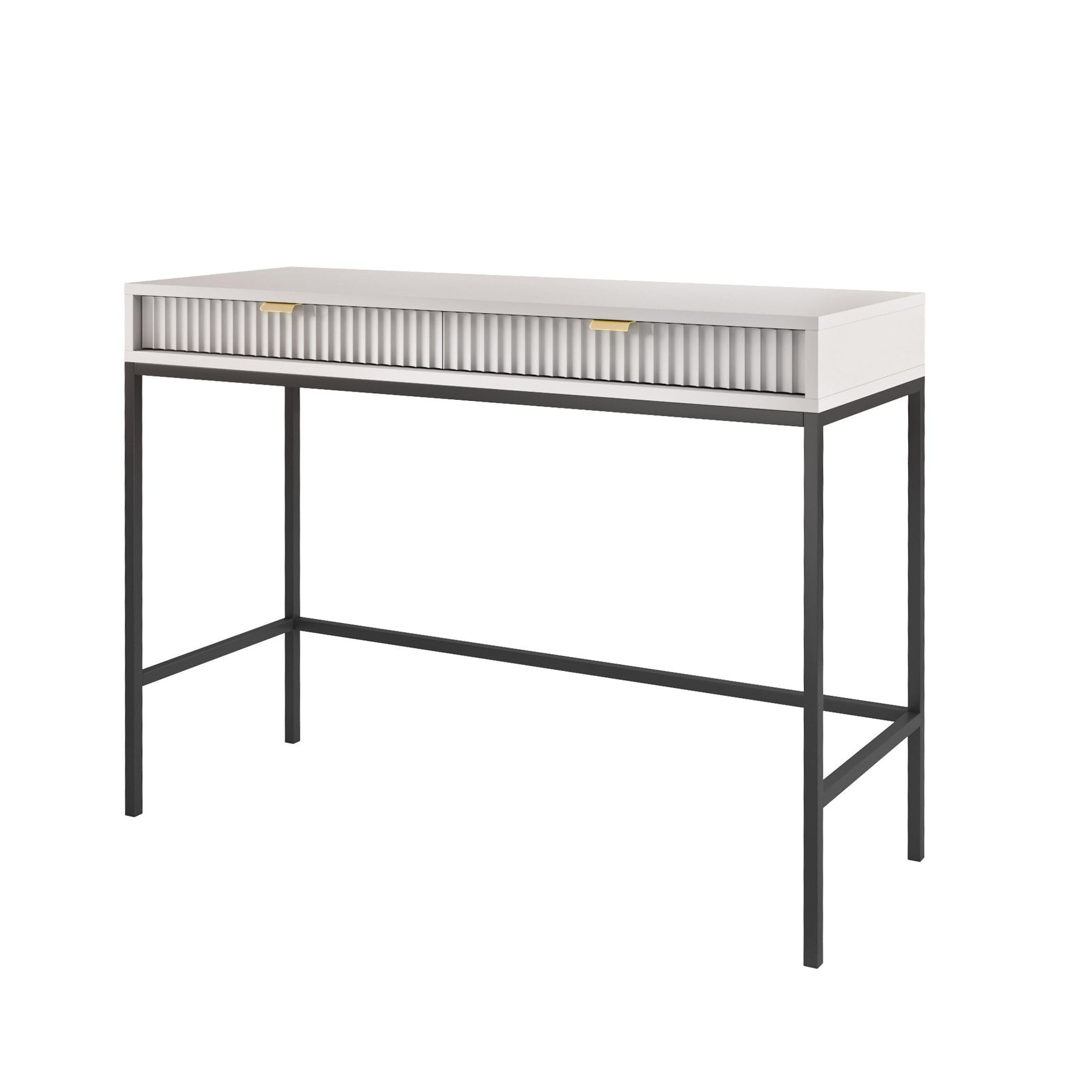 Consolle con piedi in metallo 2 cassetti in legno laminato Miseno 104x78 cm