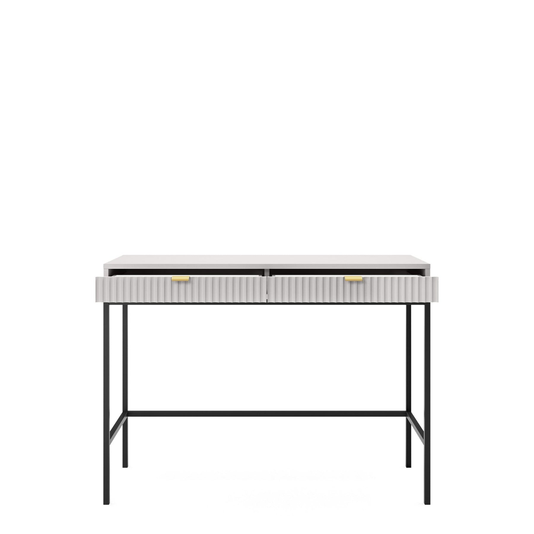 Consolle con piedi in metallo 2 cassetti in legno laminato Miseno 104x78 cm