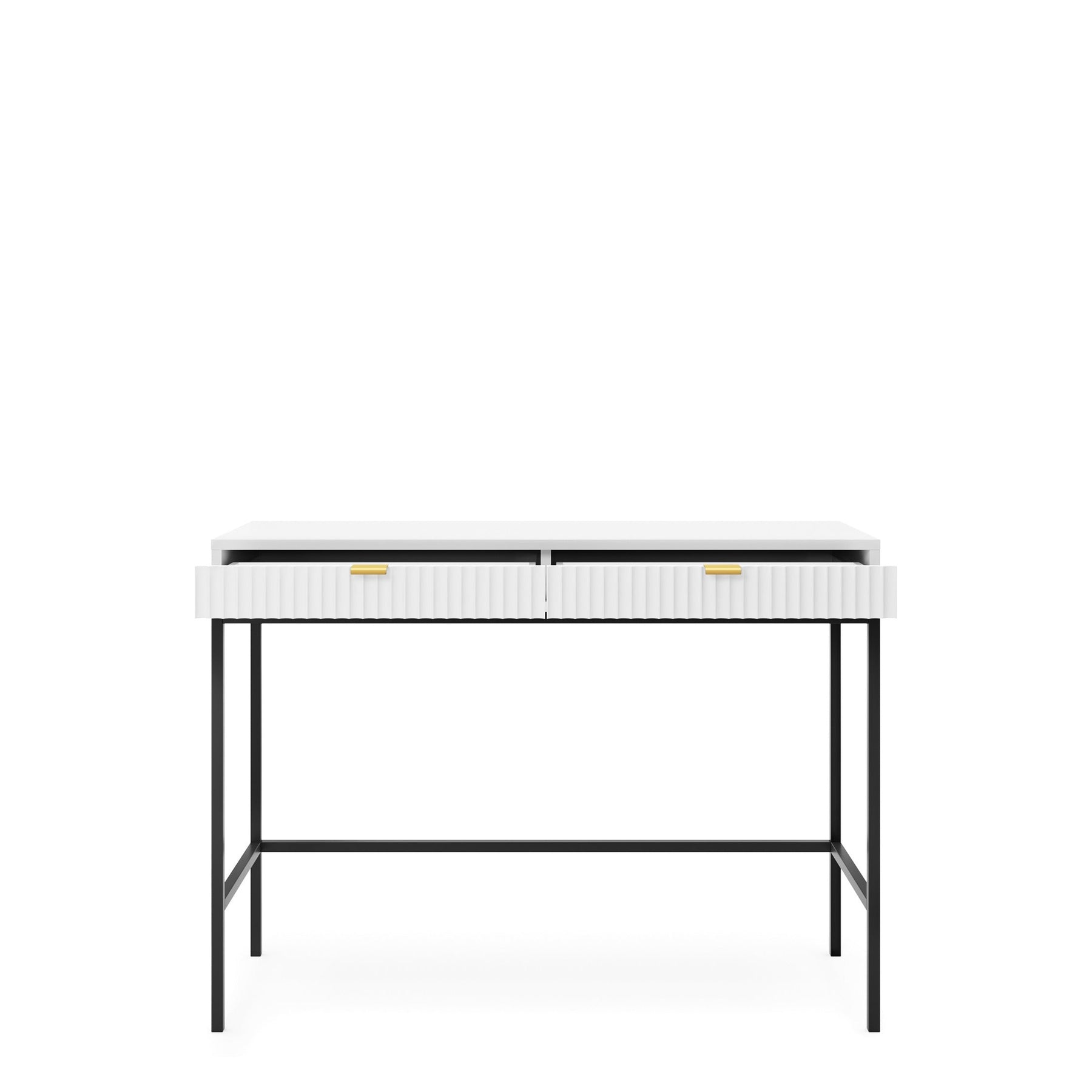 Consolle con piedi in metallo 2 cassetti in legno laminato Miseno 104x78 cm