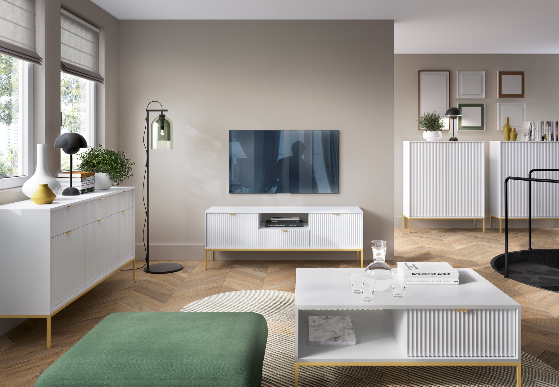 Tavolino con piedi in metallo 1 cassetto ed 1 vano in legno laminato Miseno 104x68 cm