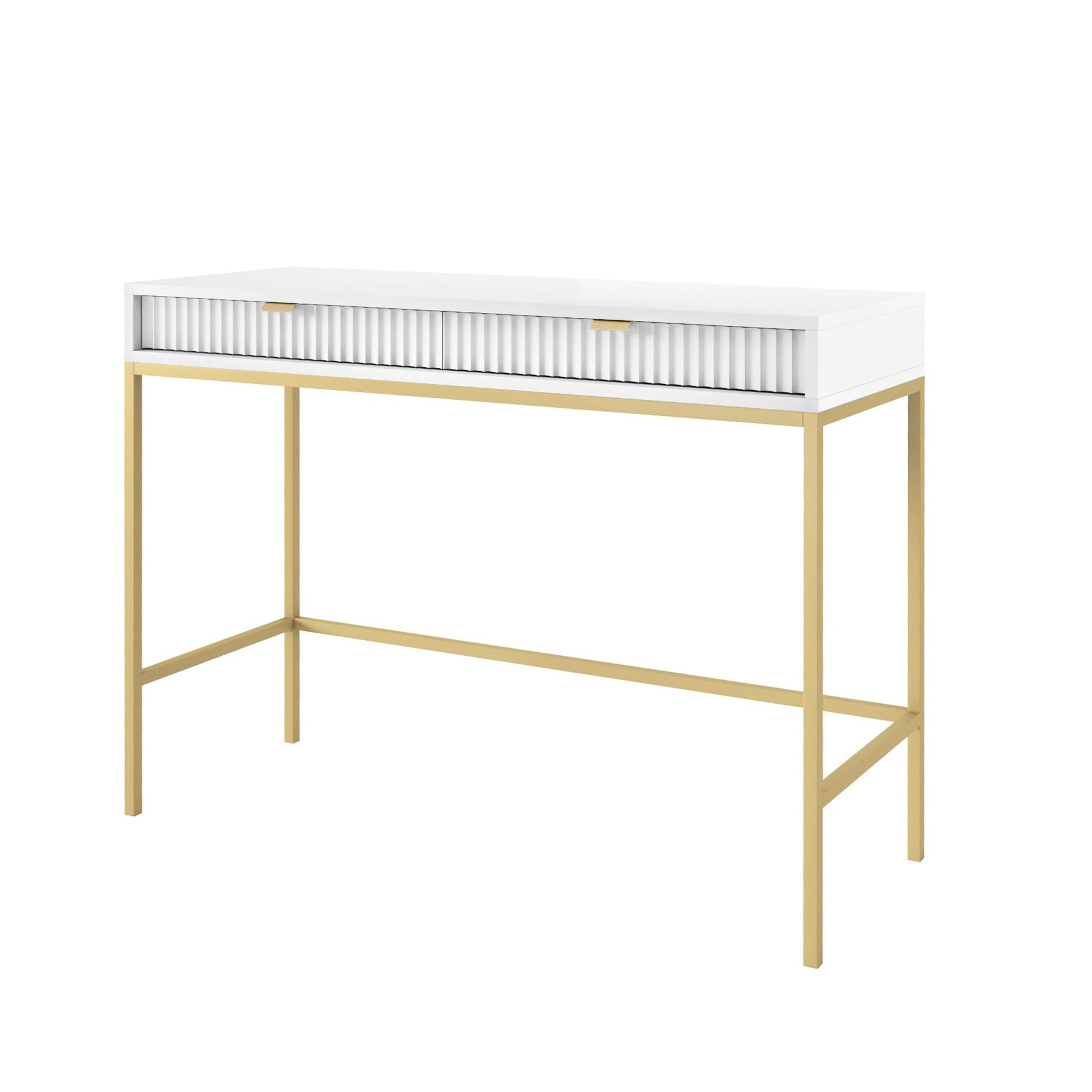 Consolle con piedi in metallo 2 cassetti in legno laminato Miseno 104x78 cm