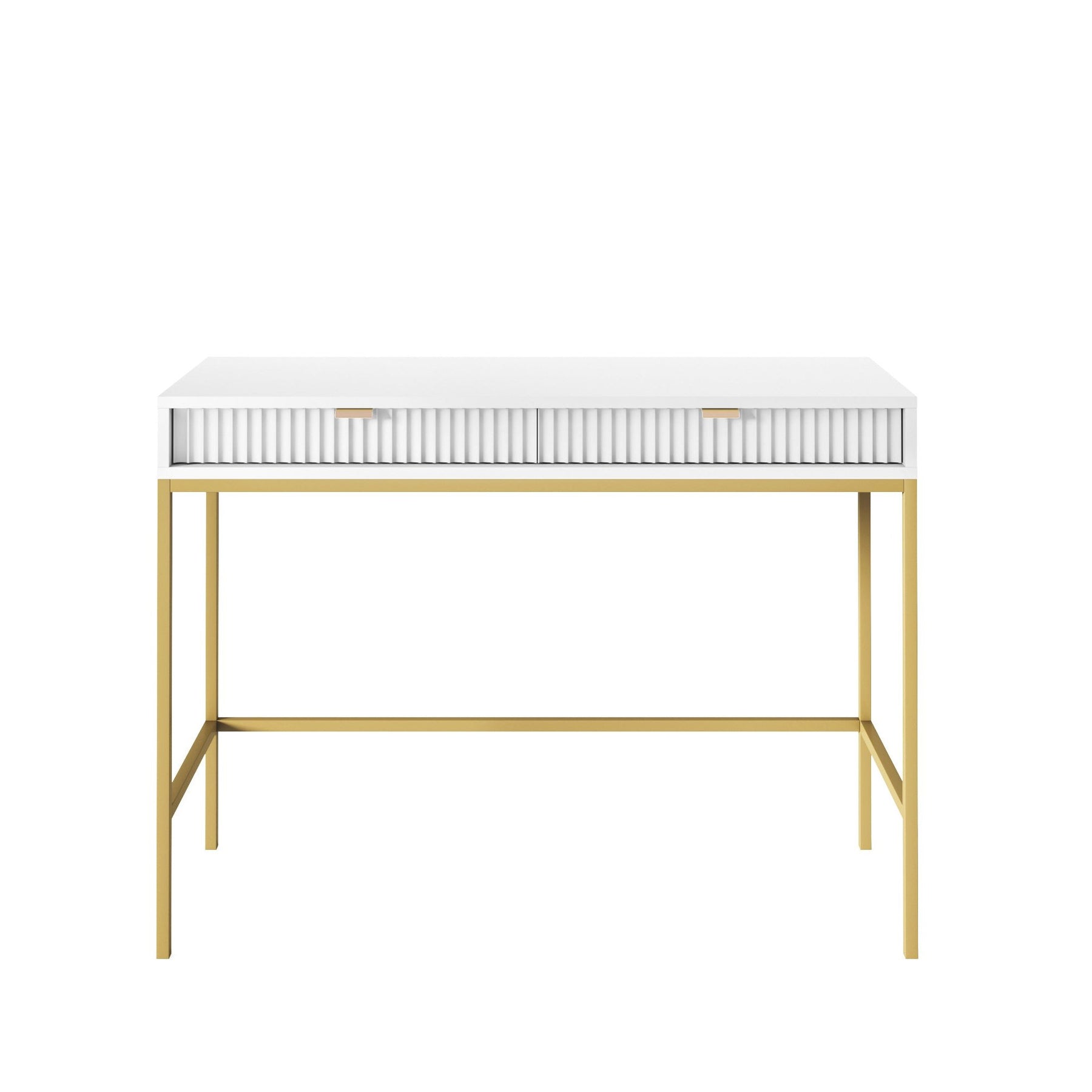 Consolle con piedi in metallo 2 cassetti in legno laminato Miseno 104x78 cm