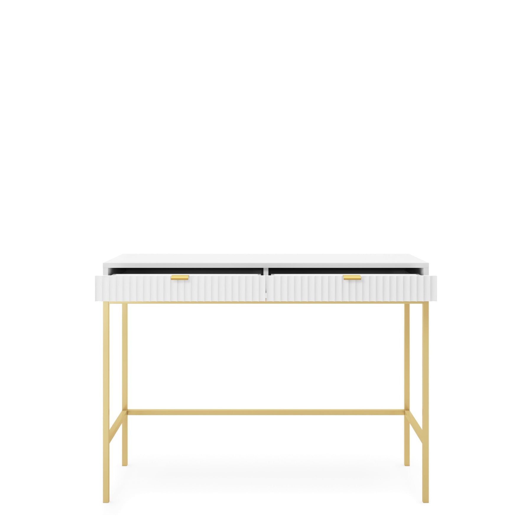 Consolle con piedi in metallo 2 cassetti in legno laminato Miseno 104x78 cm