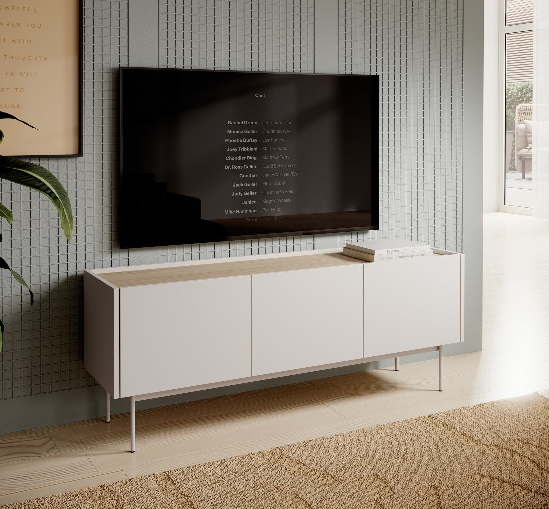 Mobile porta TV 3 ante in legno laminato Lago 144x55 cm