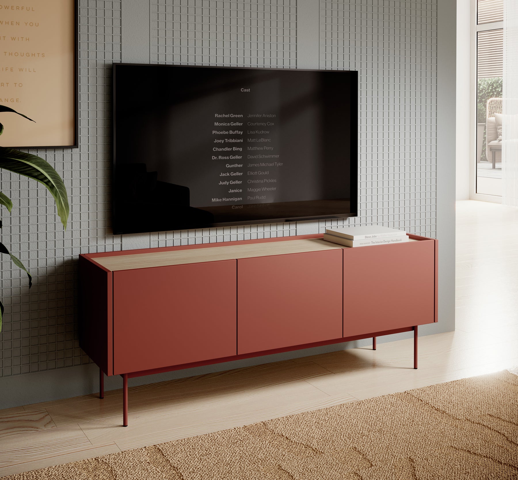 Mobile porta TV 3 ante in legno laminato Lago 144x55 cm