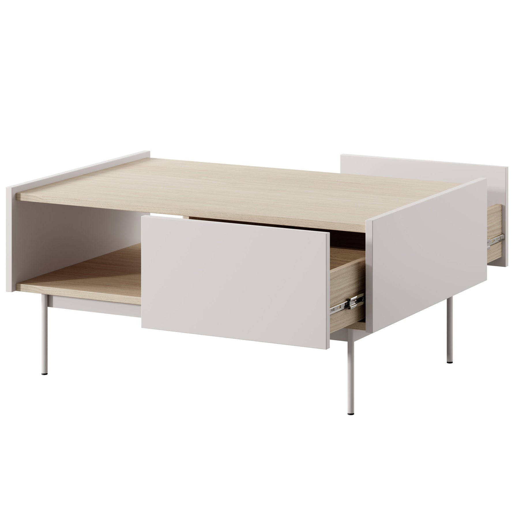 Tavolino basso 2 cassetti in legno laminato Lago 97x45 cm