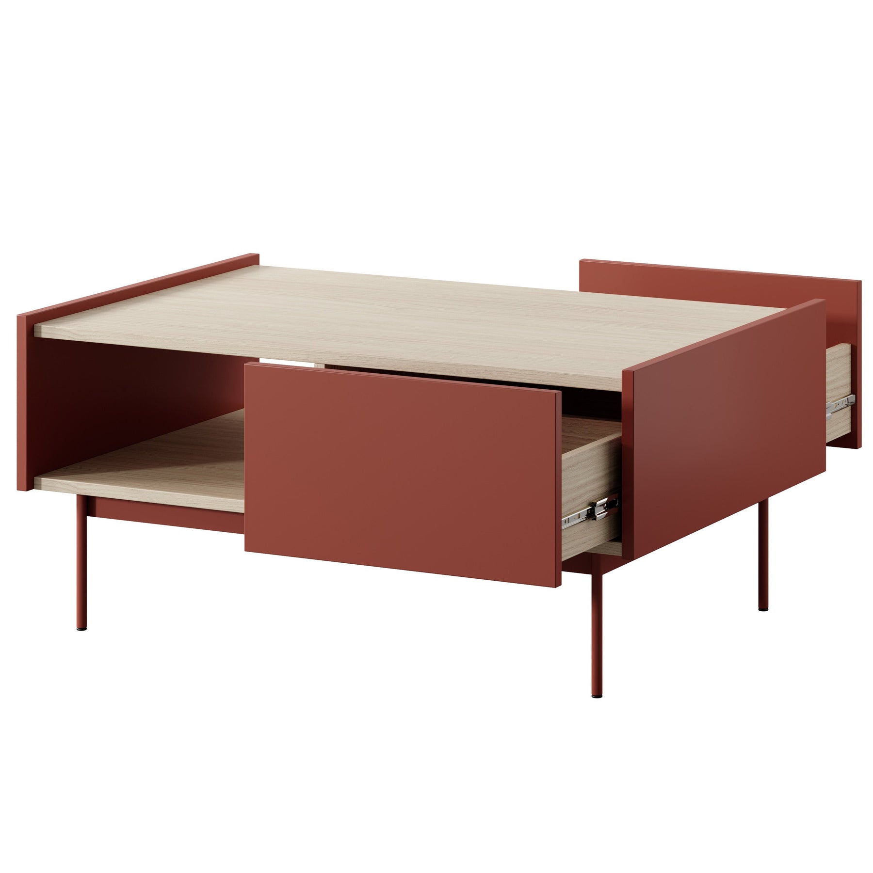 Tavolino basso 2 cassetti in legno laminato Lago 97x45 cm