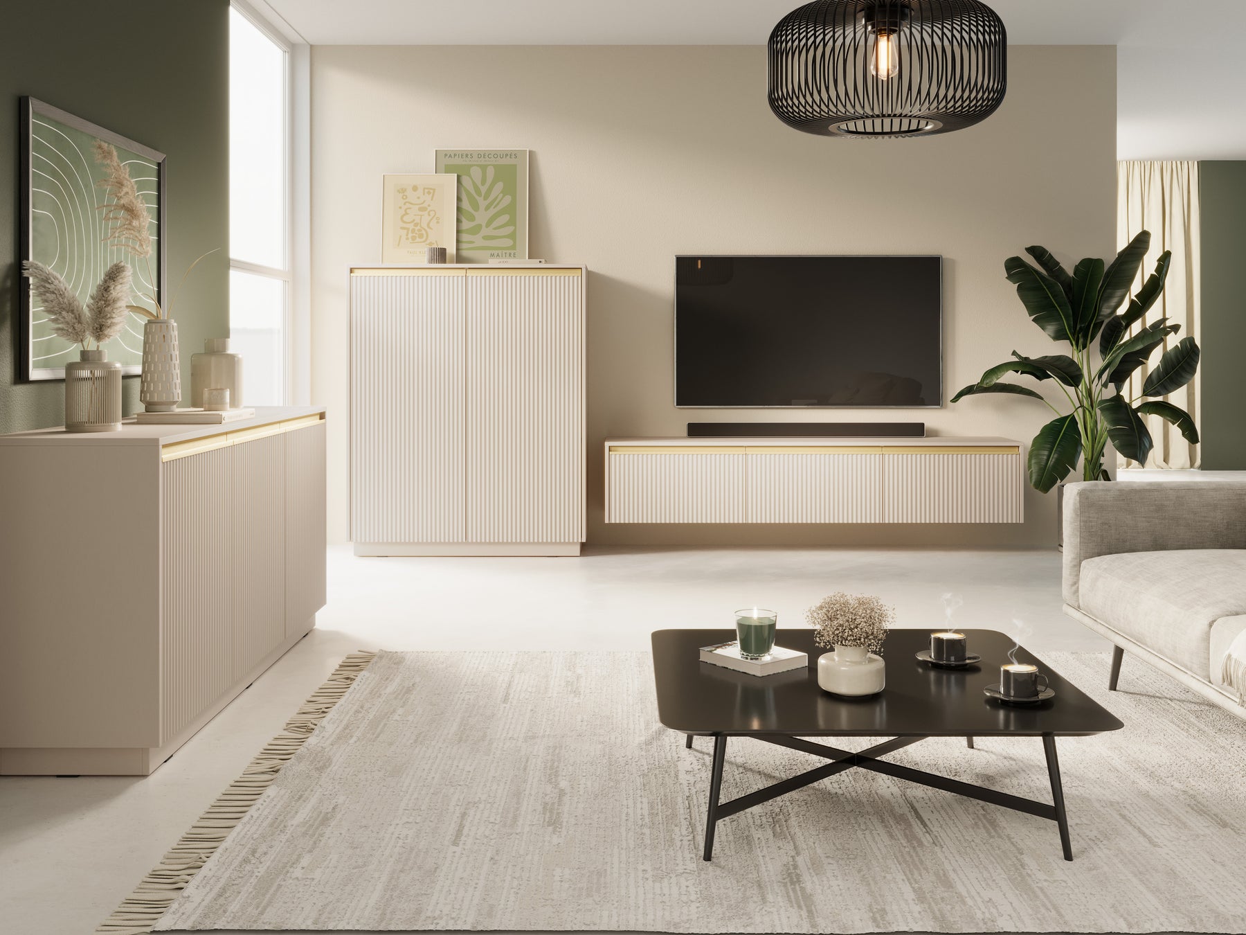 Mobile porta TV 3 ante in legno laminato Gold 180x42 cm
