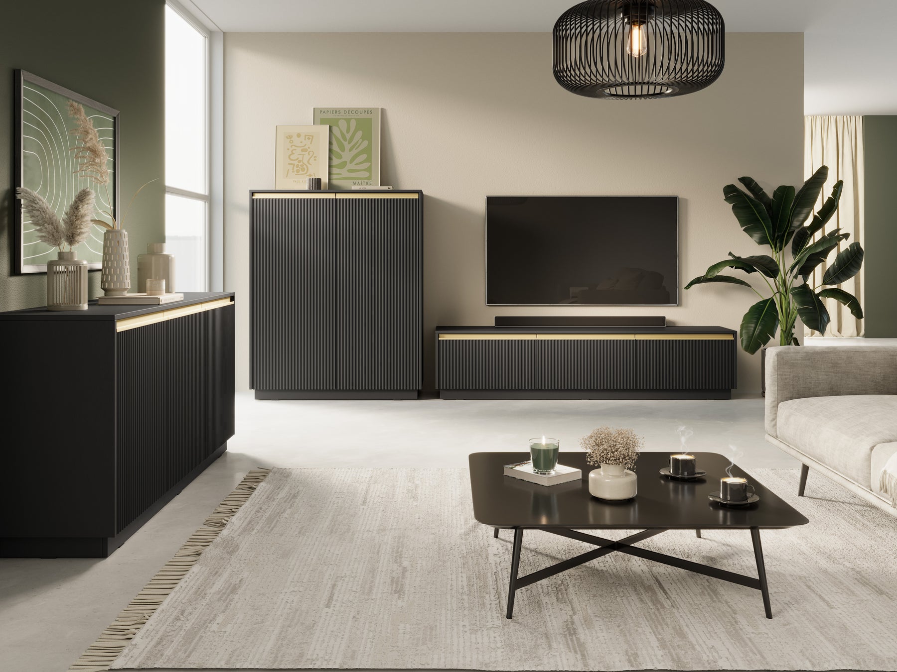 Mobile porta TV 3 ante in legno laminato Gold 180x42 cm