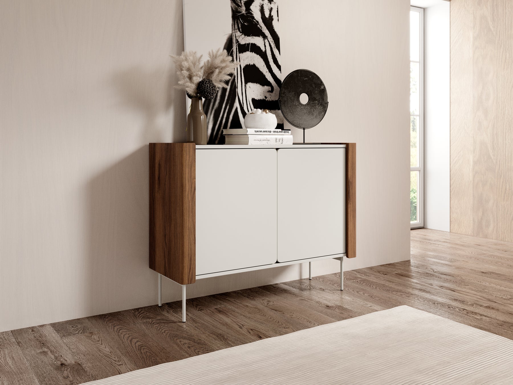 Madia 2 ante in legno laminato noce e cashmere Lumia 105x82 cm
