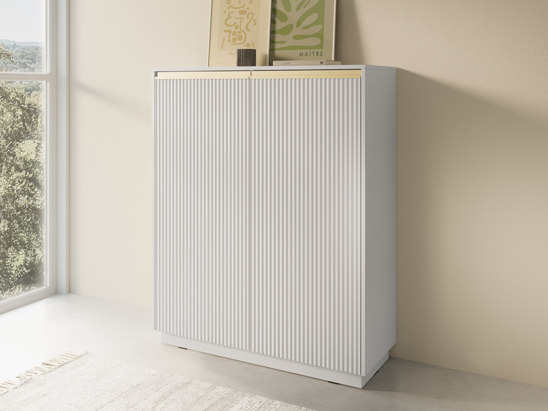 Credenza 2 ante in legno laminato Gold 104x127 cm