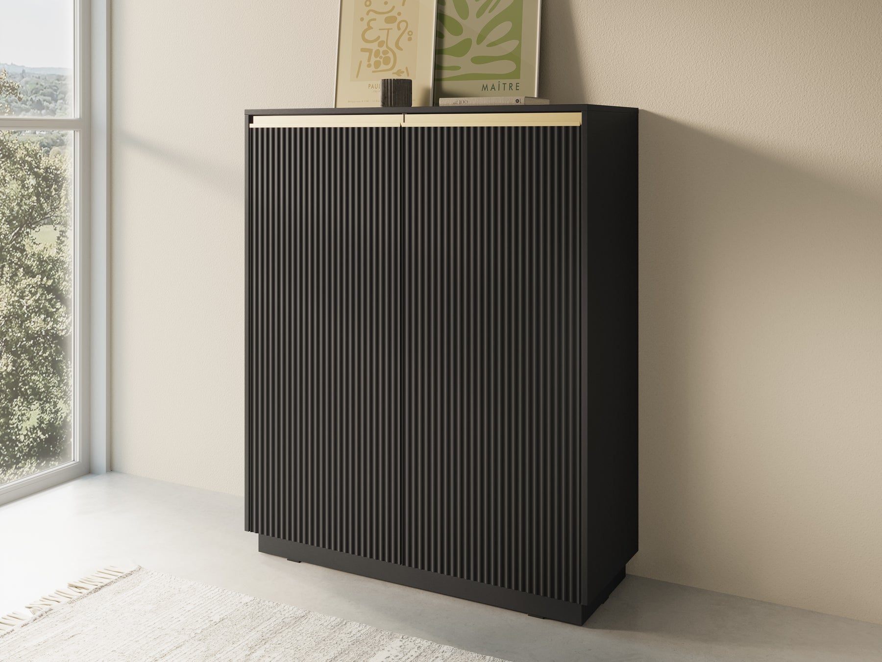 Credenza 2 ante in legno laminato Gold 104x127 cm