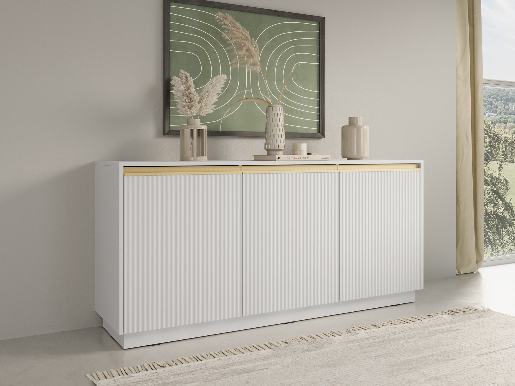 Madia 3 ante in legno laminato Gold 154x72 cm