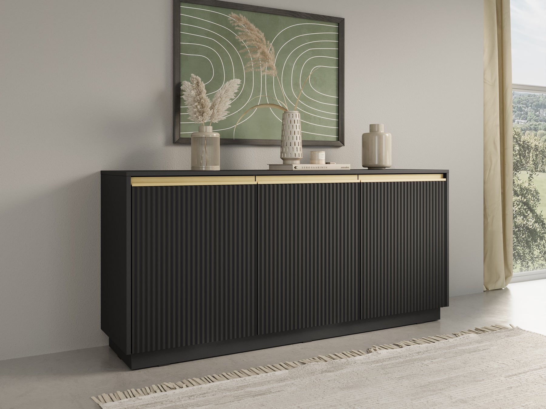 Madia 3 ante in legno laminato Gold 154x72 cm