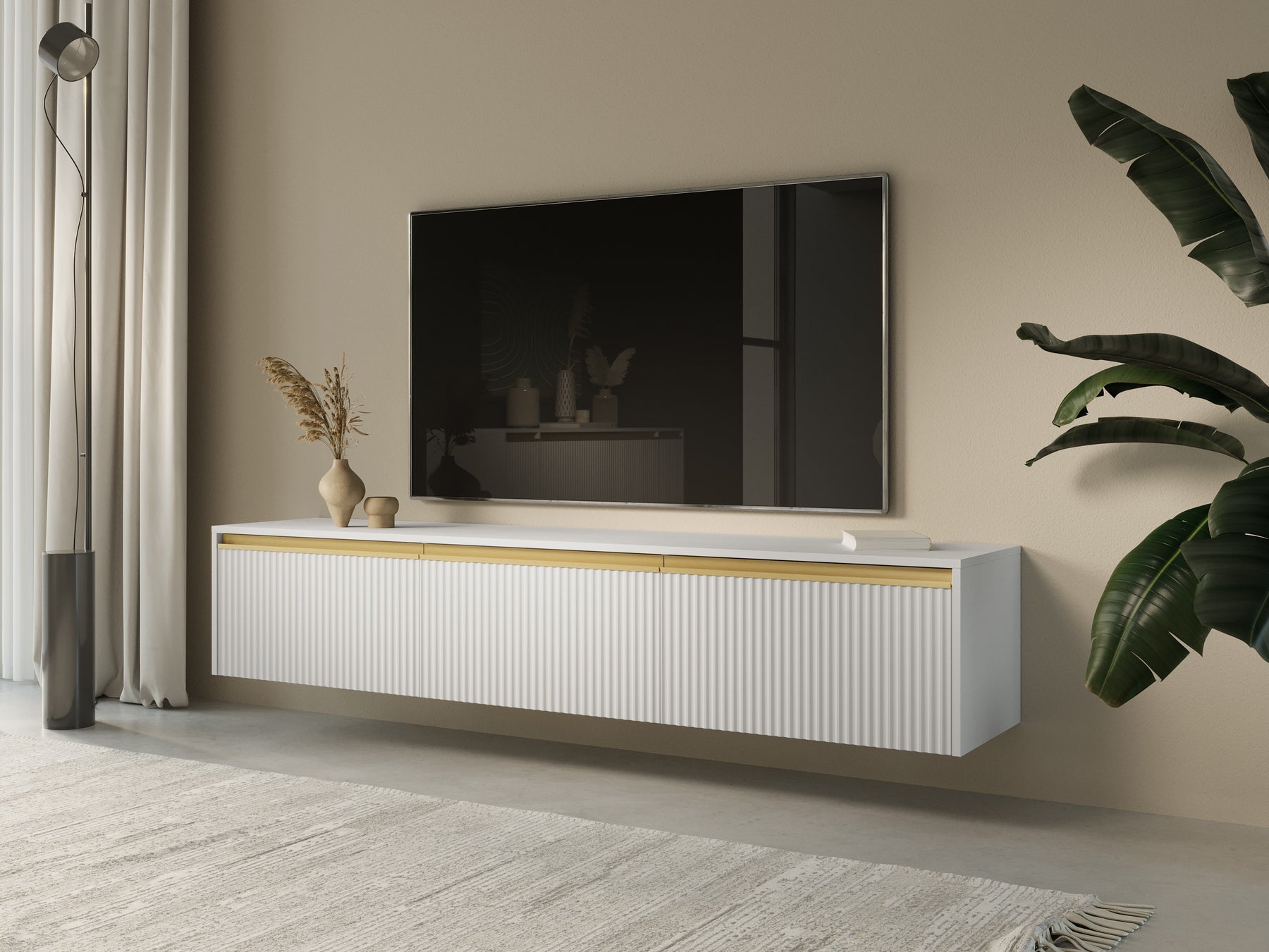 Mobile porta TV 3 ante in legno laminato Gold 180x42 cm