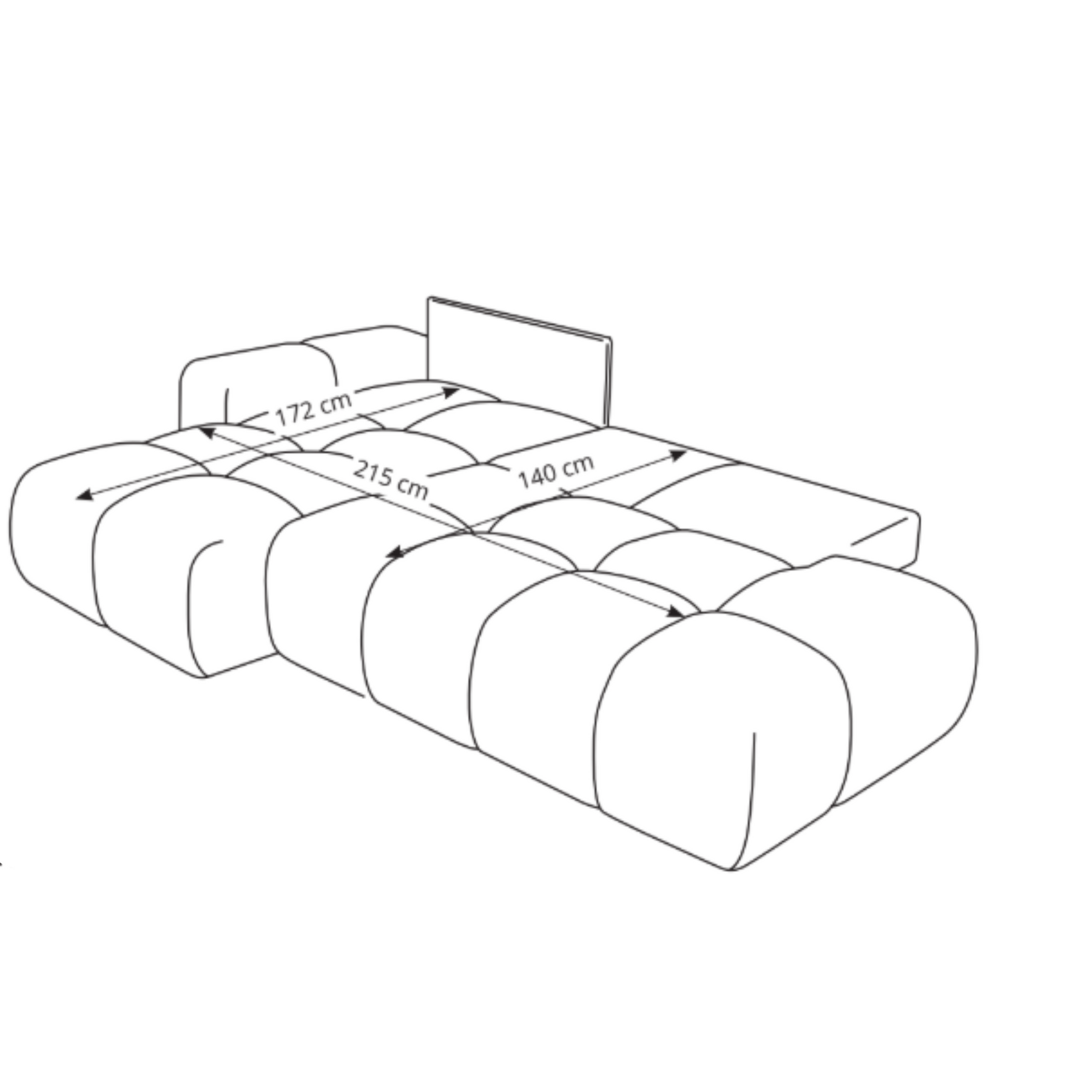Divano letto angolare in tessuto cinigliato Vienna 286x177 cm