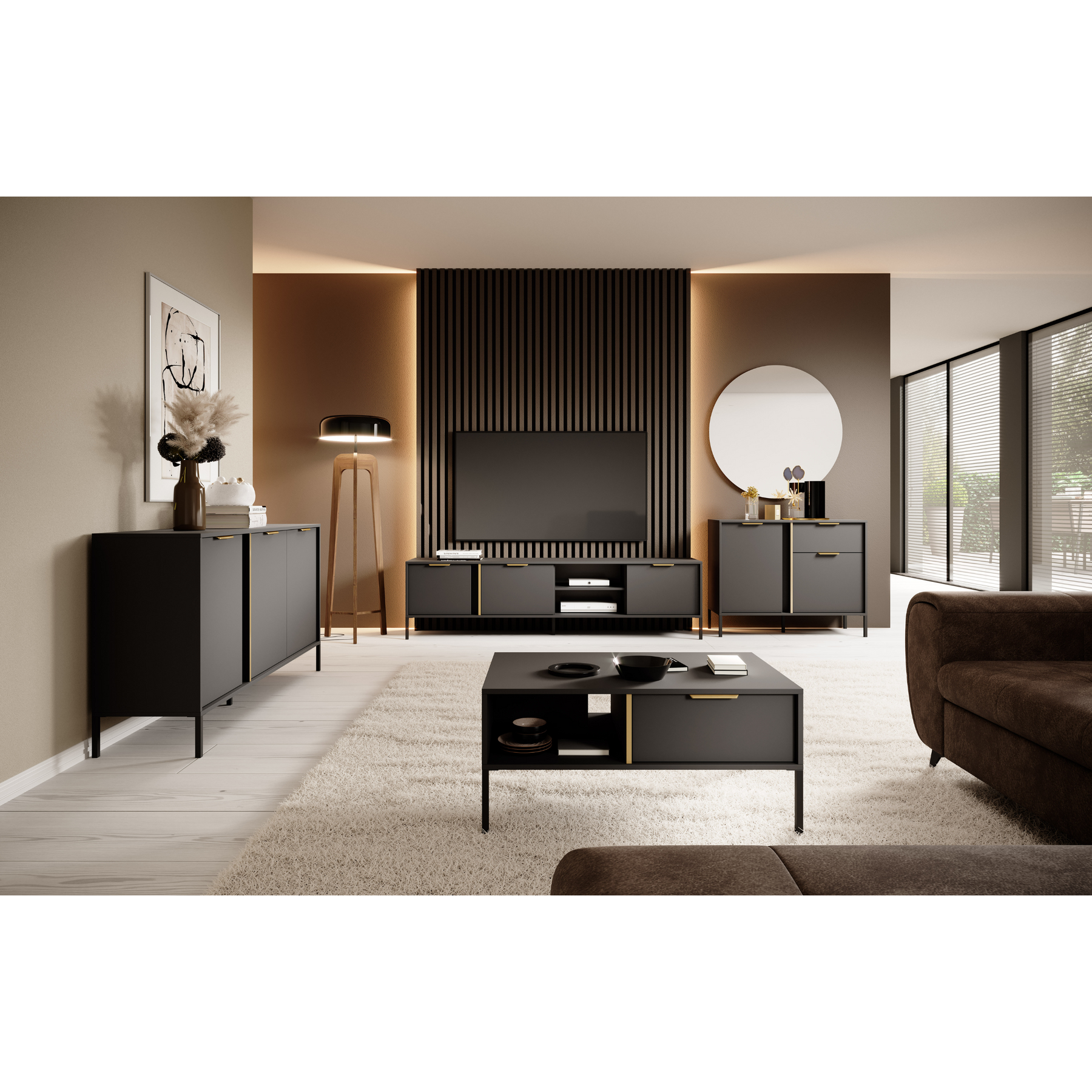Credenza con 2 ante e 1 cassetto antracite Venere 103x81 cm