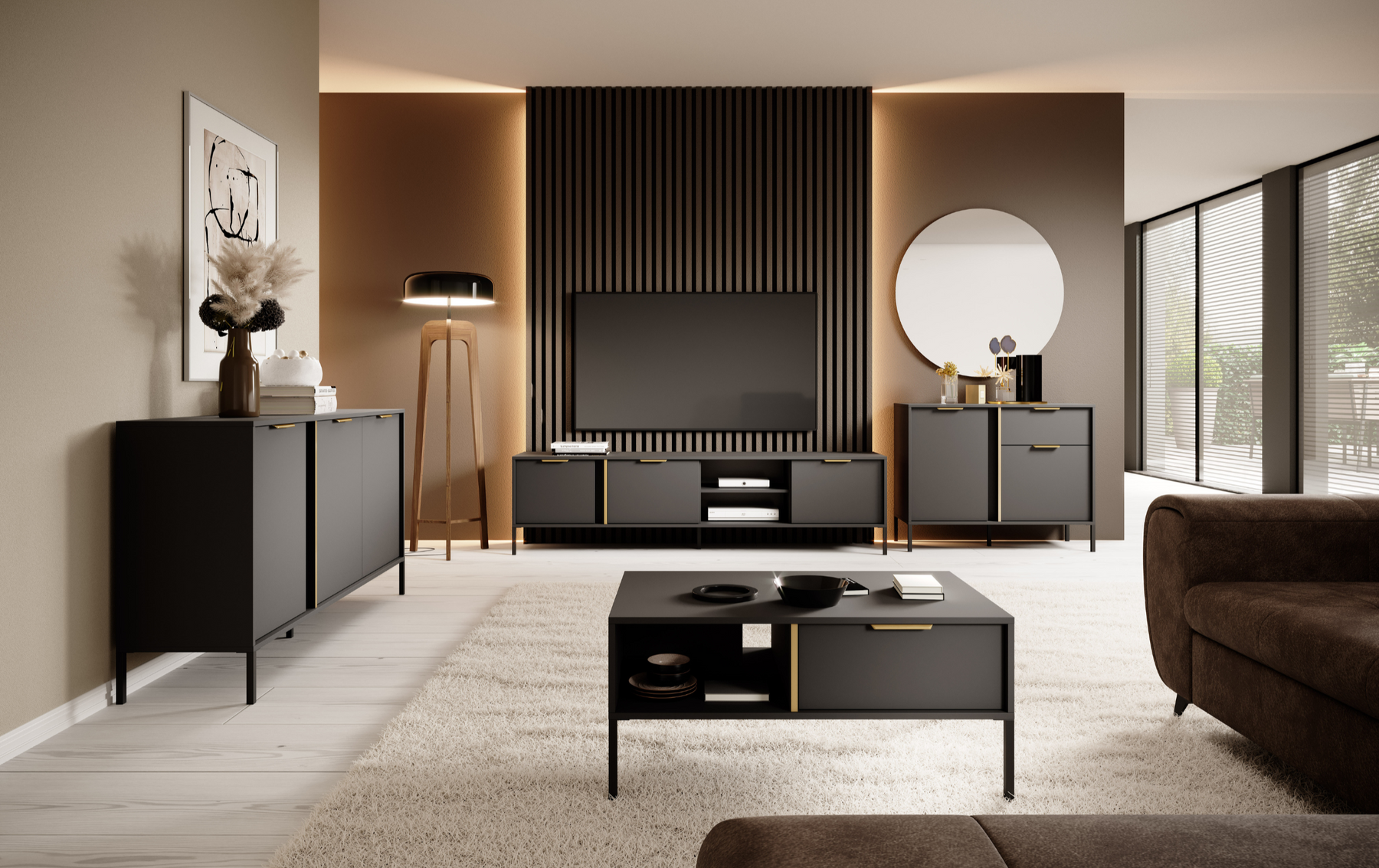 Tavolino con 1 cassetto e 1 ripiano antracite Venere 97x44 cm