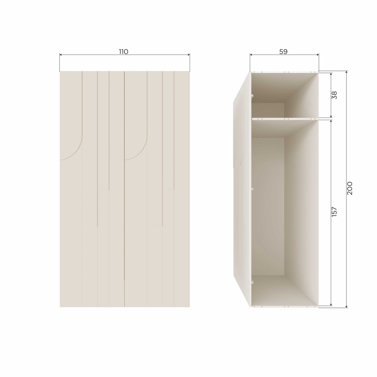 Armadio 2 ante in pino Rain 200x110 cm