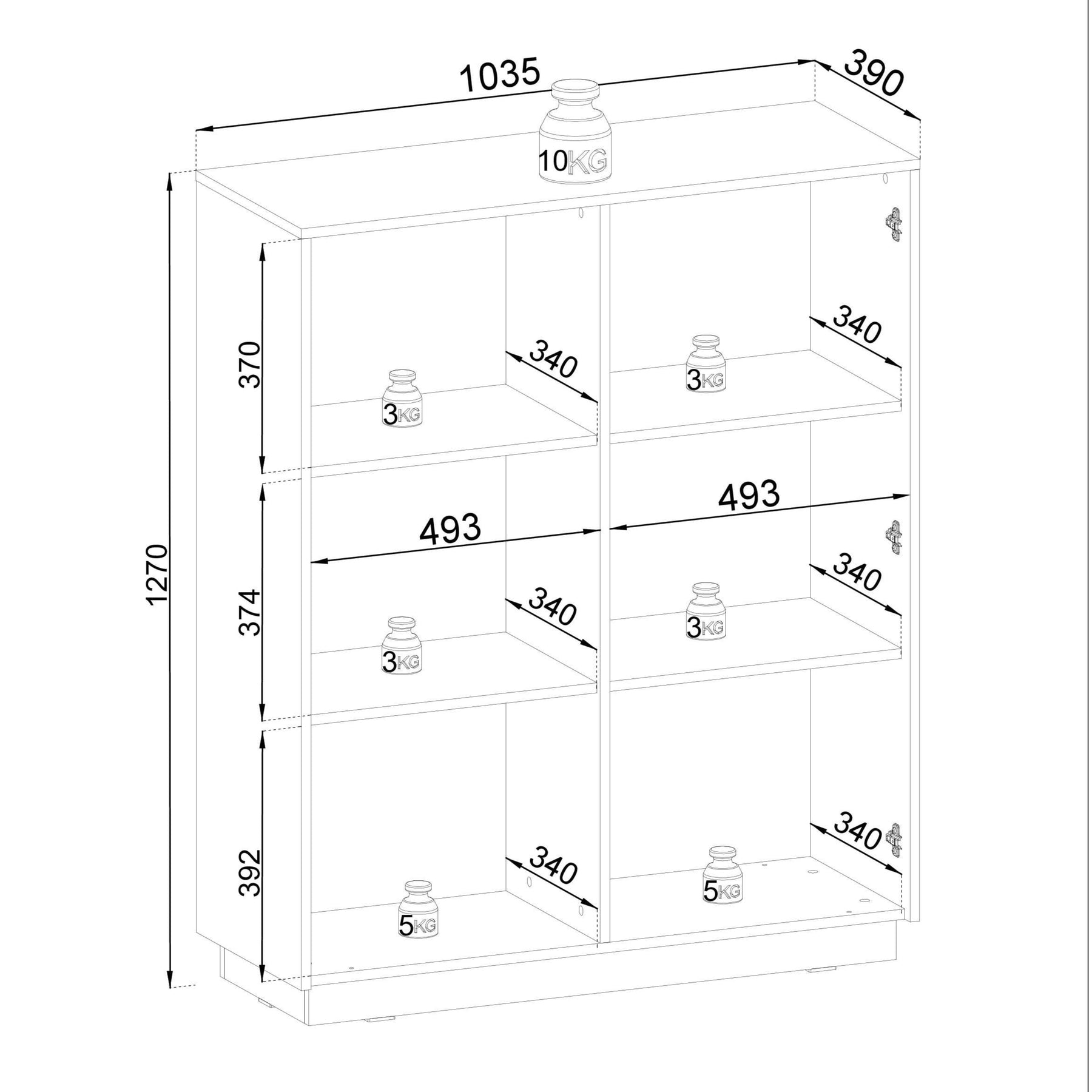 Credenza 2 ante in legno laminato Gold 104x127 cm