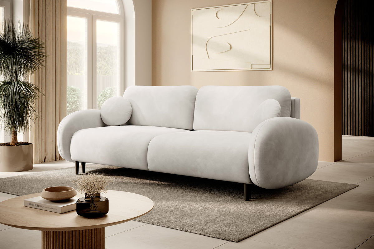 Divano letto in tessuto canettato bianco Praga 232x109 cm