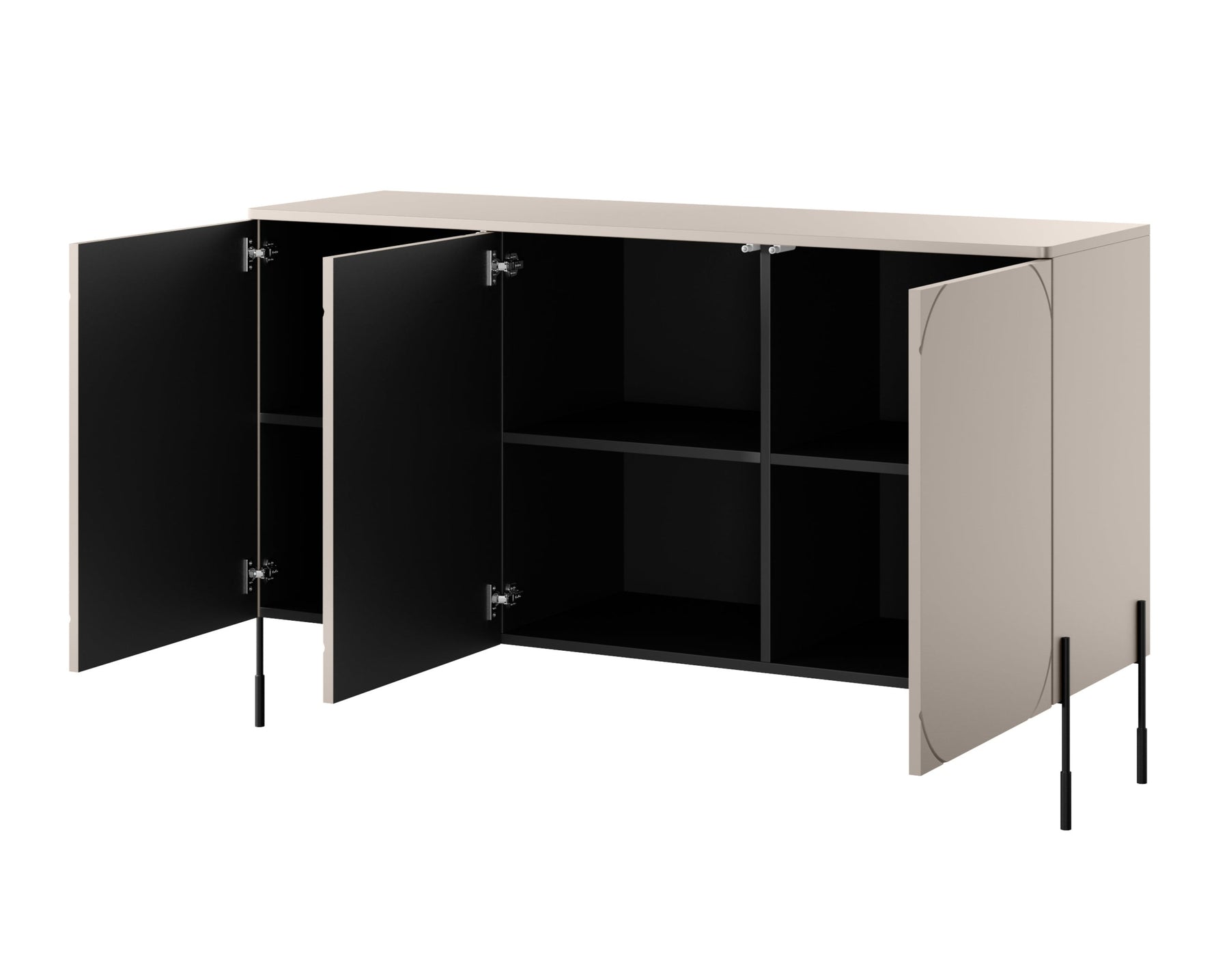 Madia 3 ante cashmere con piede in metallo Sonatia 154x90 cm